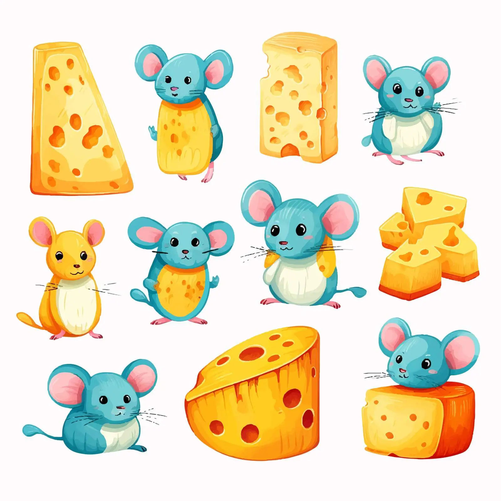 Cute Mouse with Colorful Cheese Slices Vector – free cheese image from Dotvec