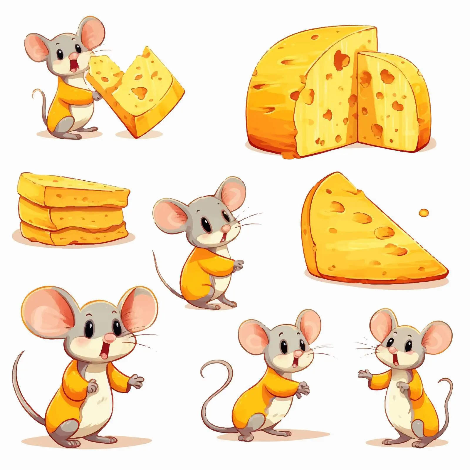 Colorful Sliced Cheese with Cute Mouse Vector – free cheese image from Dotvec