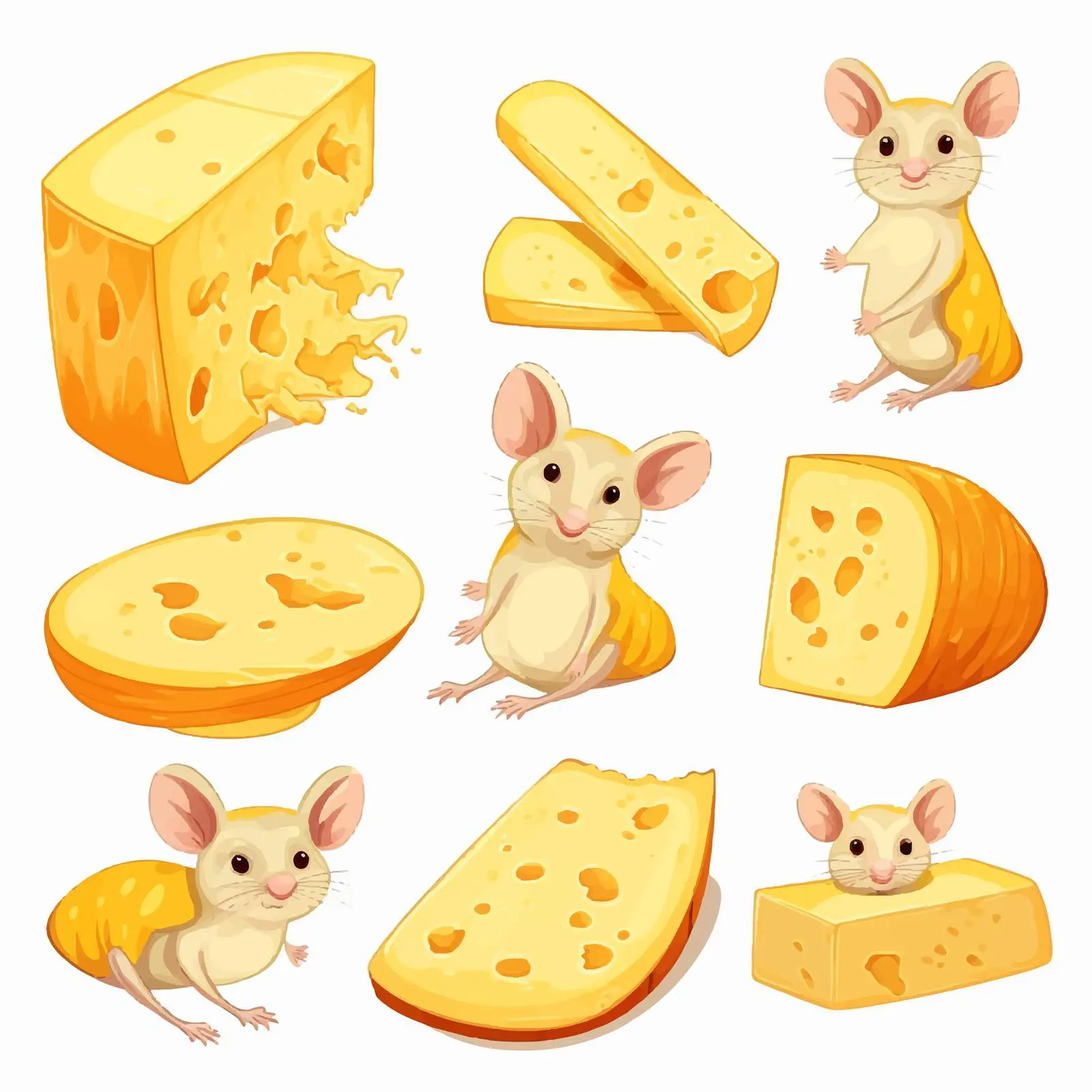 Colorful Cheese Slices with Cute Mouse Illustration – free cheese image from Dotvec