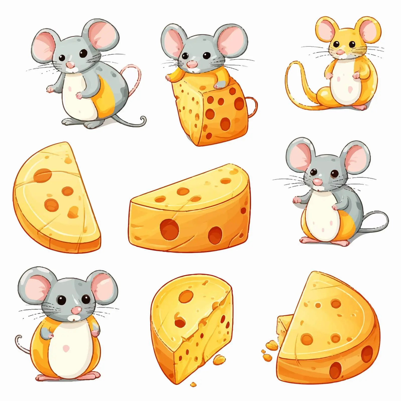 Colorful Cheese Slices with Adorable Mouse – free cheese image from Dotvec