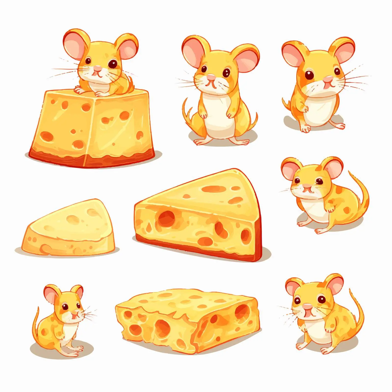 Colorful Cheese Slices with Adorable Mouse Illustration – free cheese image from Dotvec