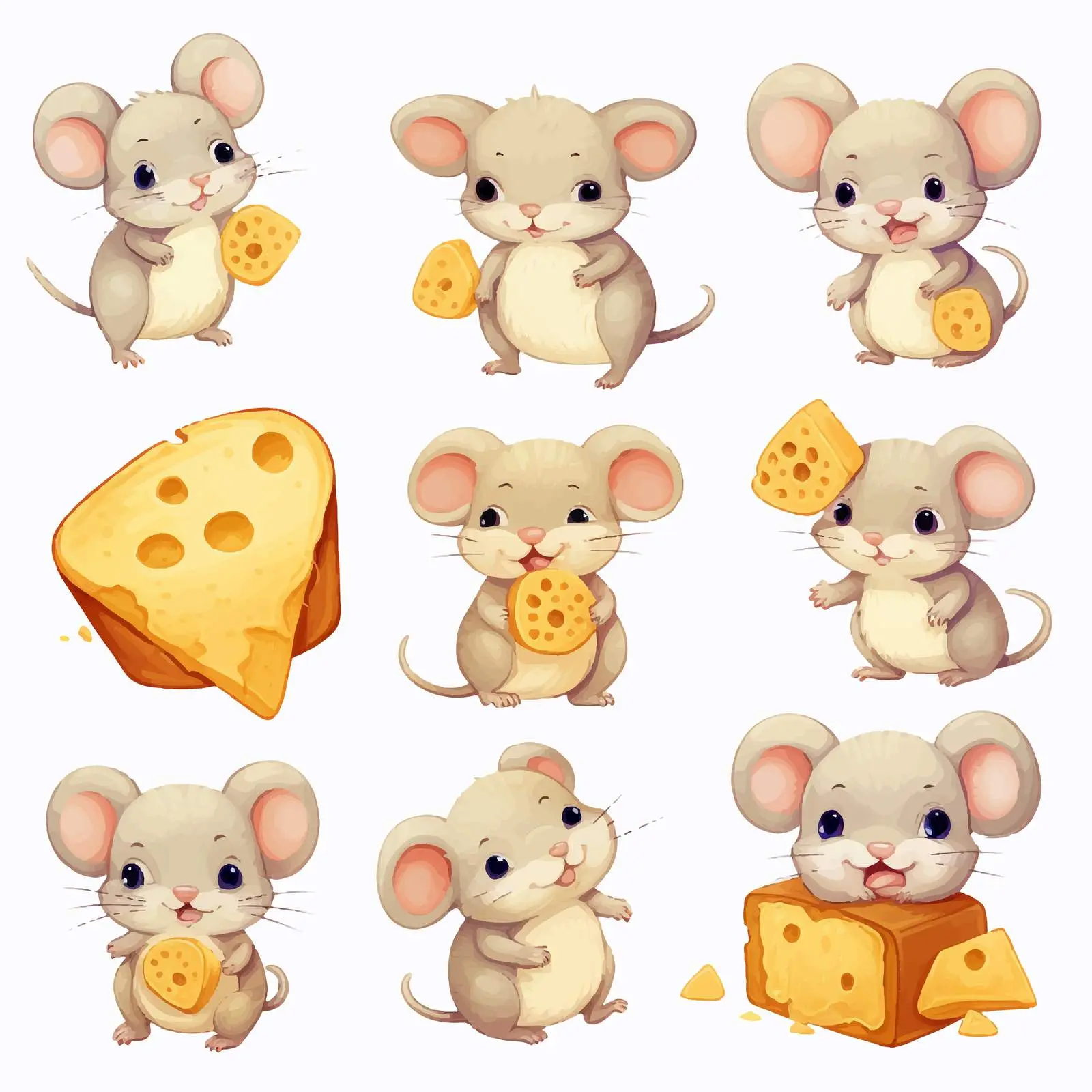 Colorful Cheese Slices with Cute Mouse Vector – free cheese image from Dotvec