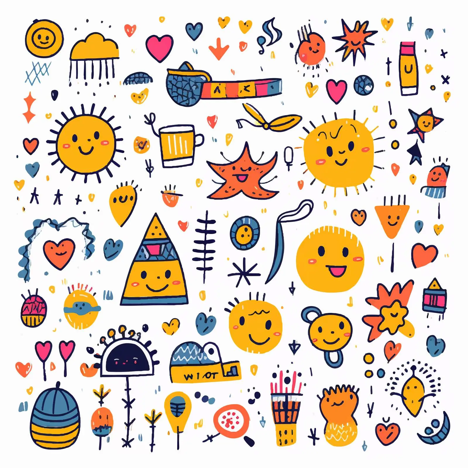 Cute Hand-Drawn Doodle Background Vectors — free download from Dotvec