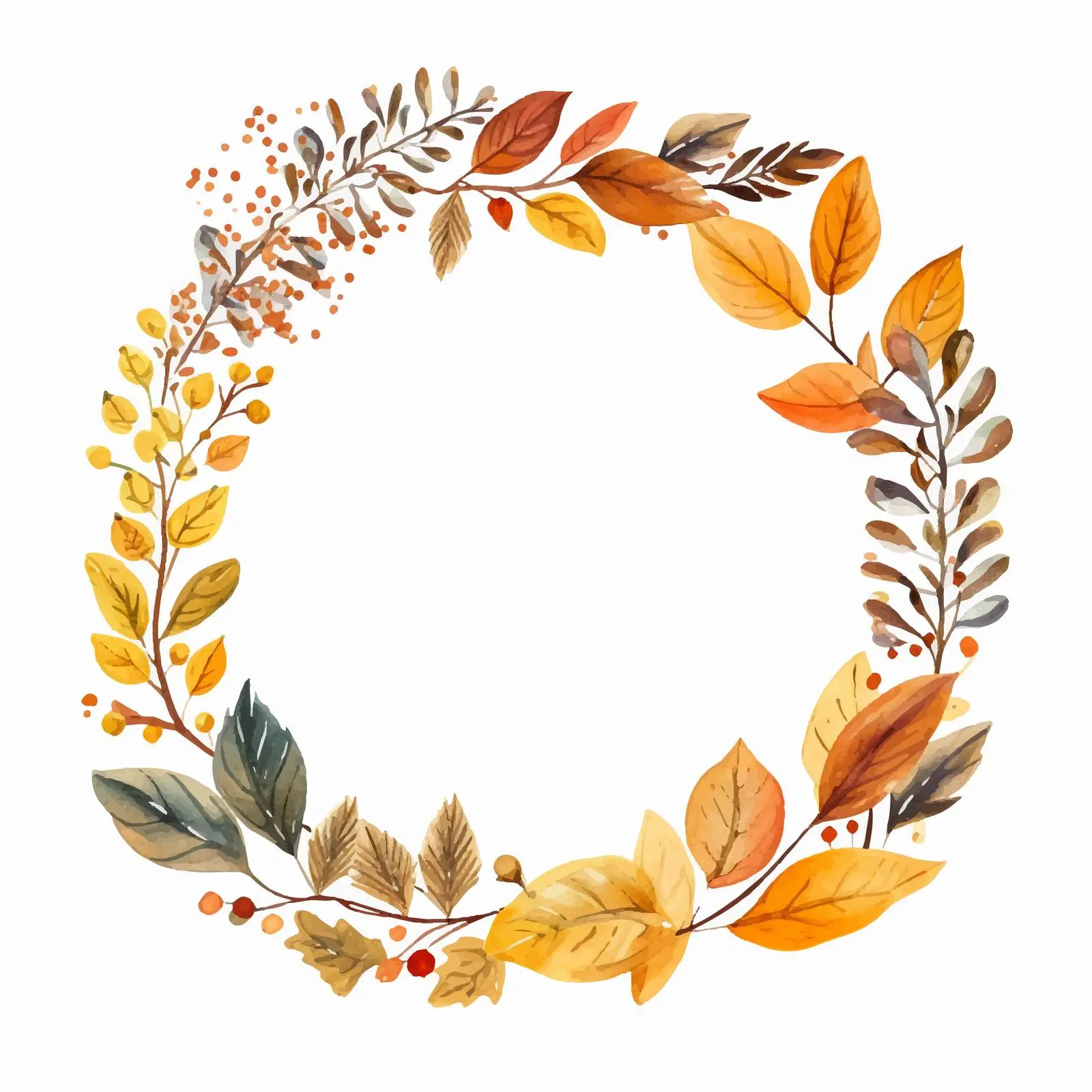Golden Autumn Frame Clip Art on White Background — free download from Dotvec