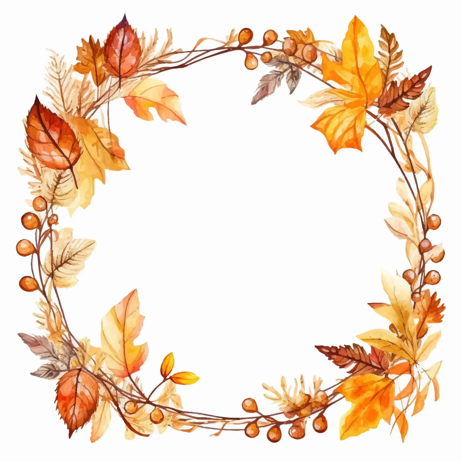 Golden Autumn Frame Clip Art on White Background — free download from Dotvec