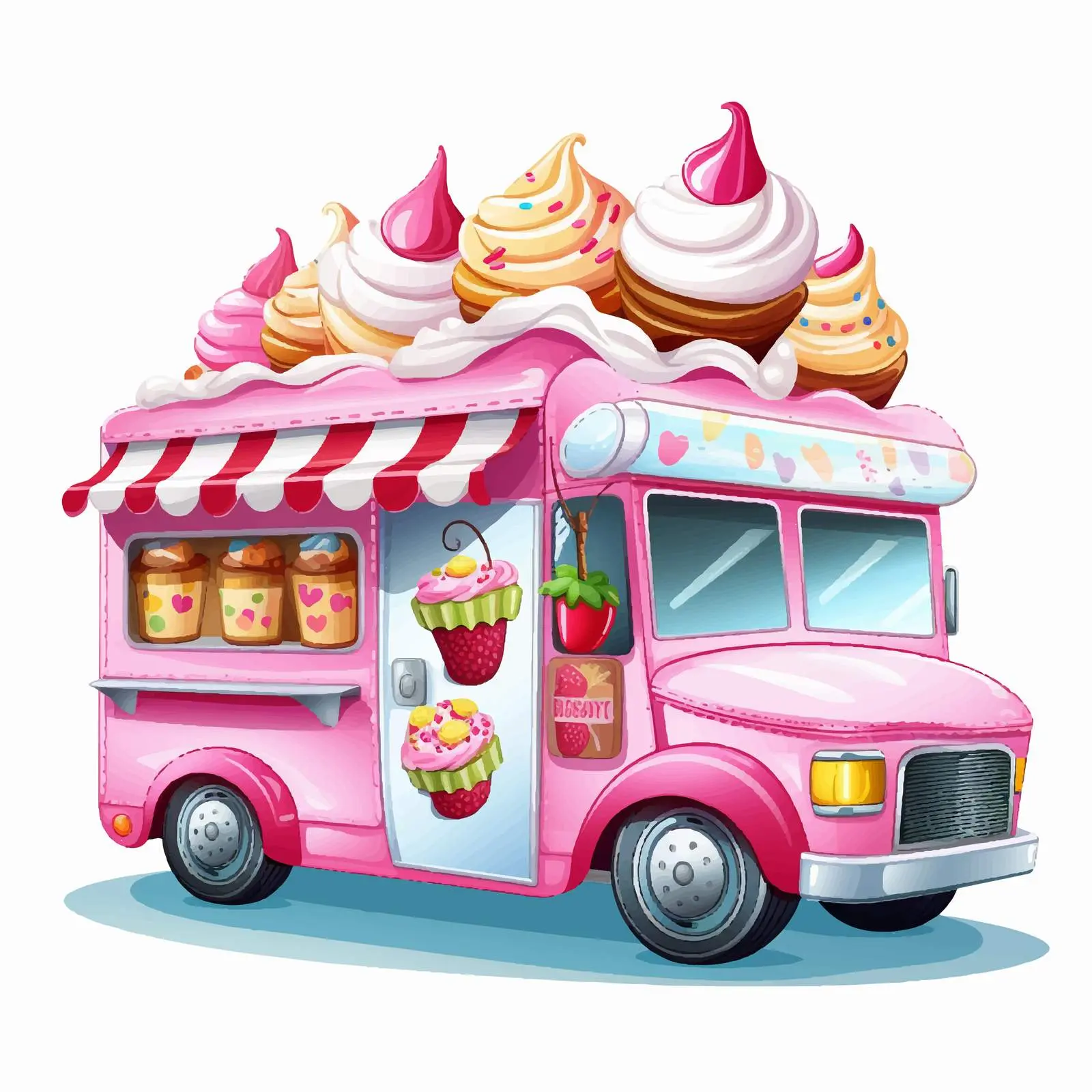 Colorful Food Truck with Cupcake Sign Vector — free download from Dotvec
