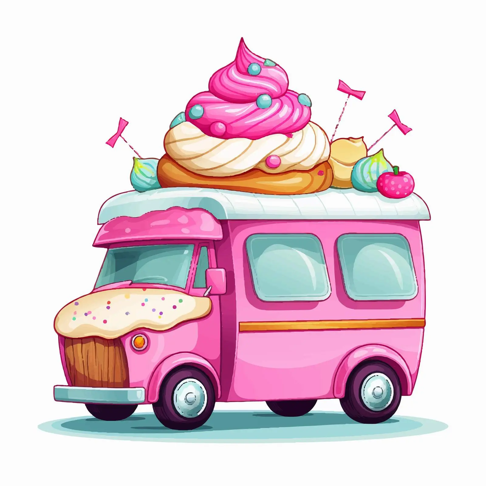 Colorful Food Truck with Cupcake Sign — free download from Dotvec