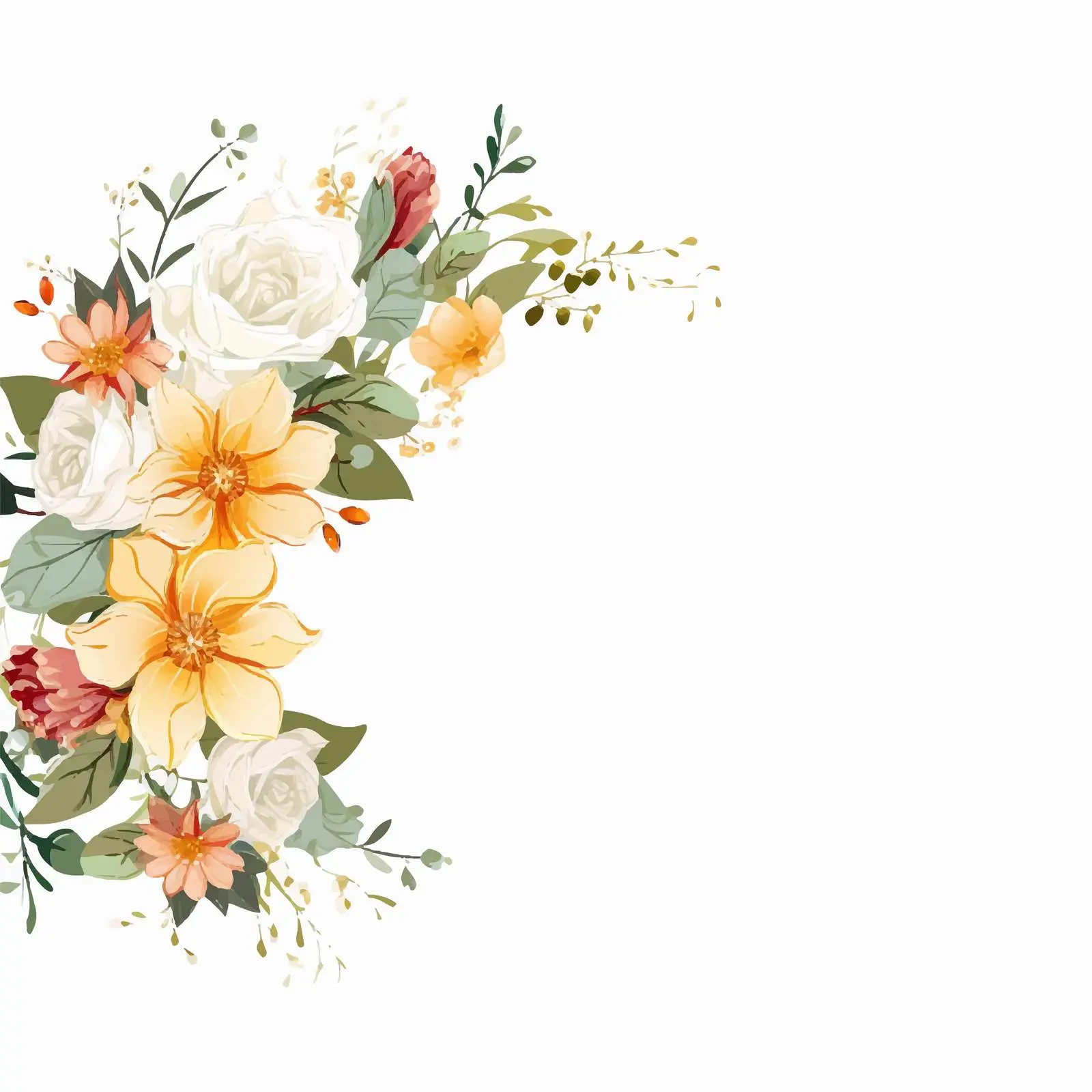 Fresh Floral Borders on White Background – free nature vectors image from Dotvec
