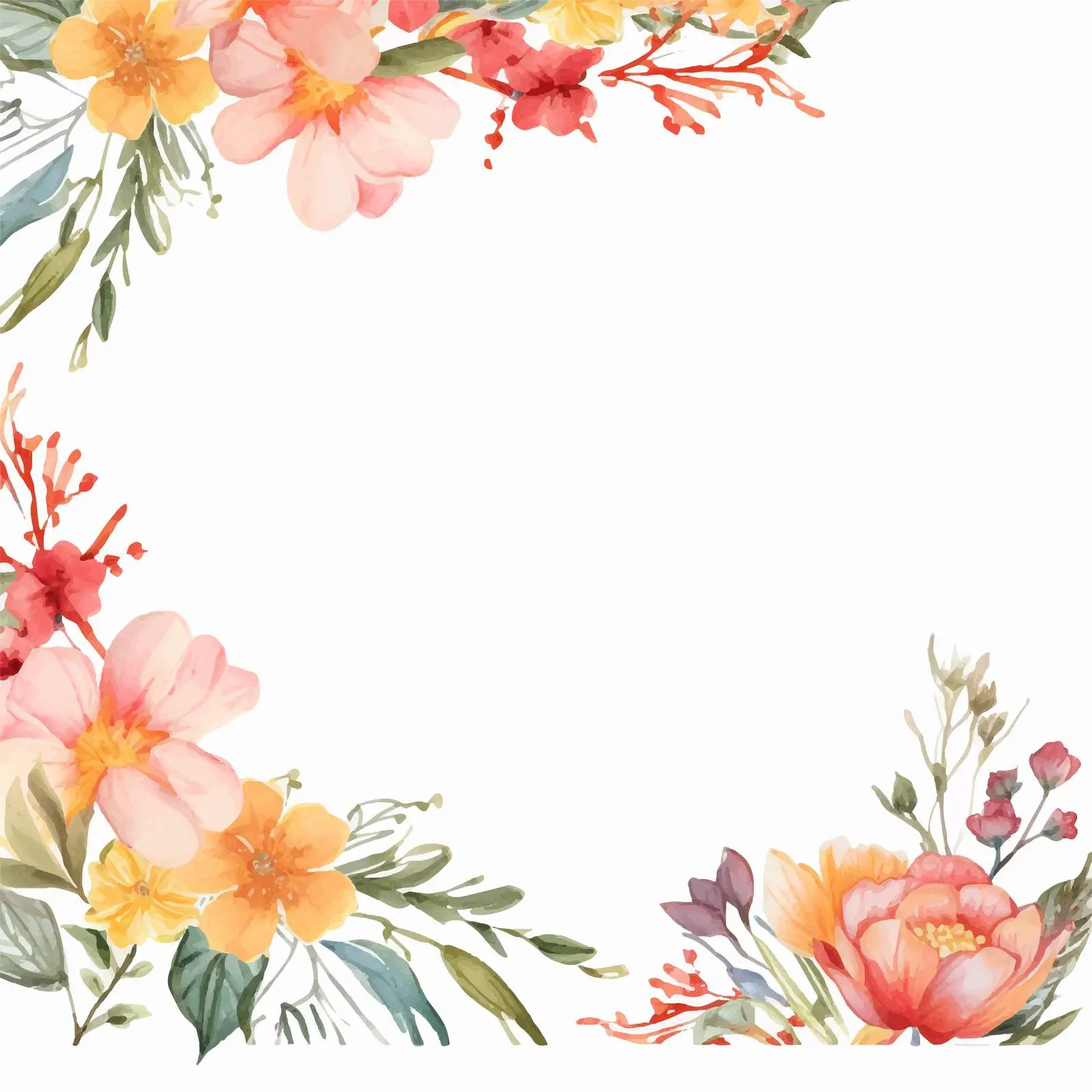 Bright Fresh Floral Borders on White Background – free design vector image from Dotvec
