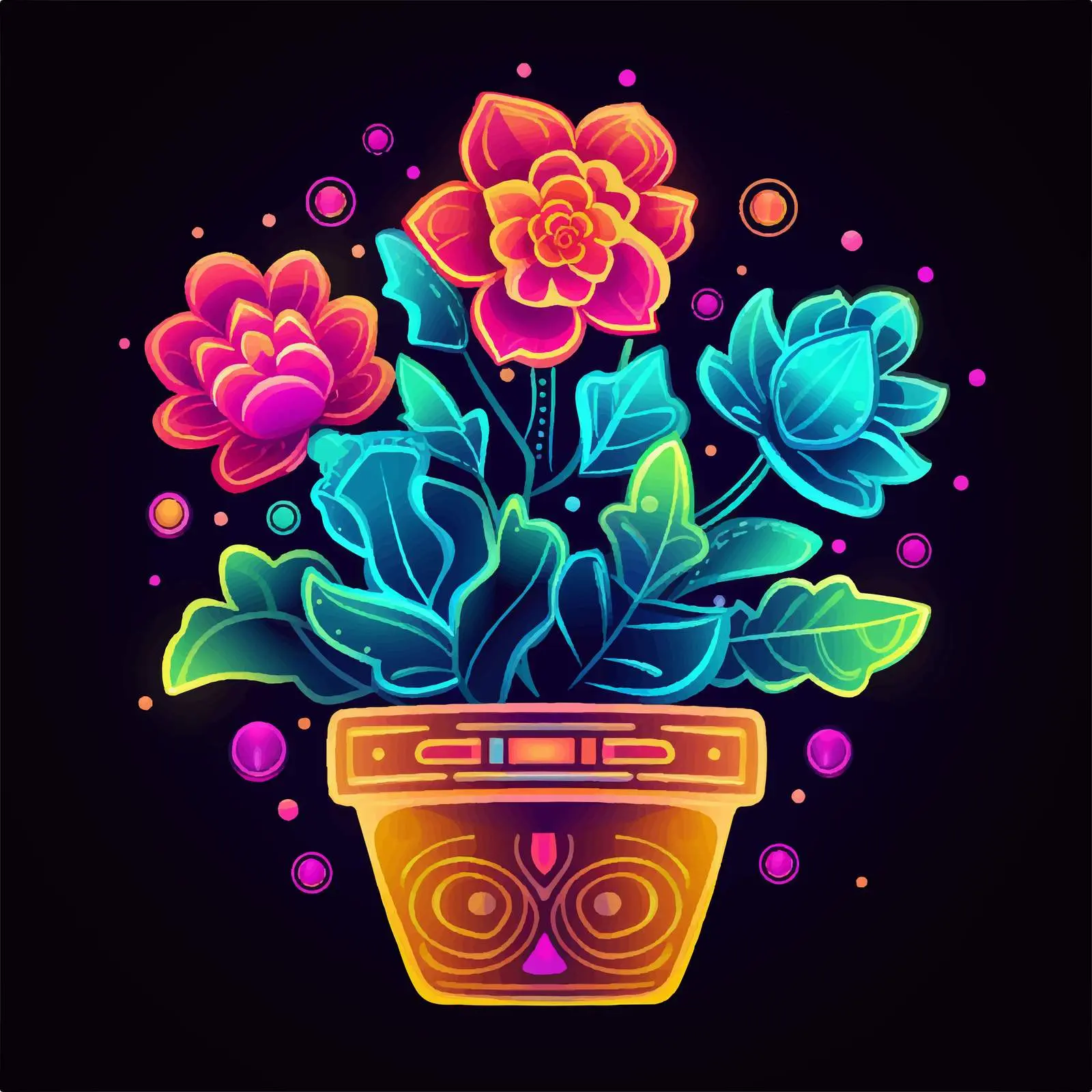 Bright Neon Cactus Vector Illustration — free download from Dotvec