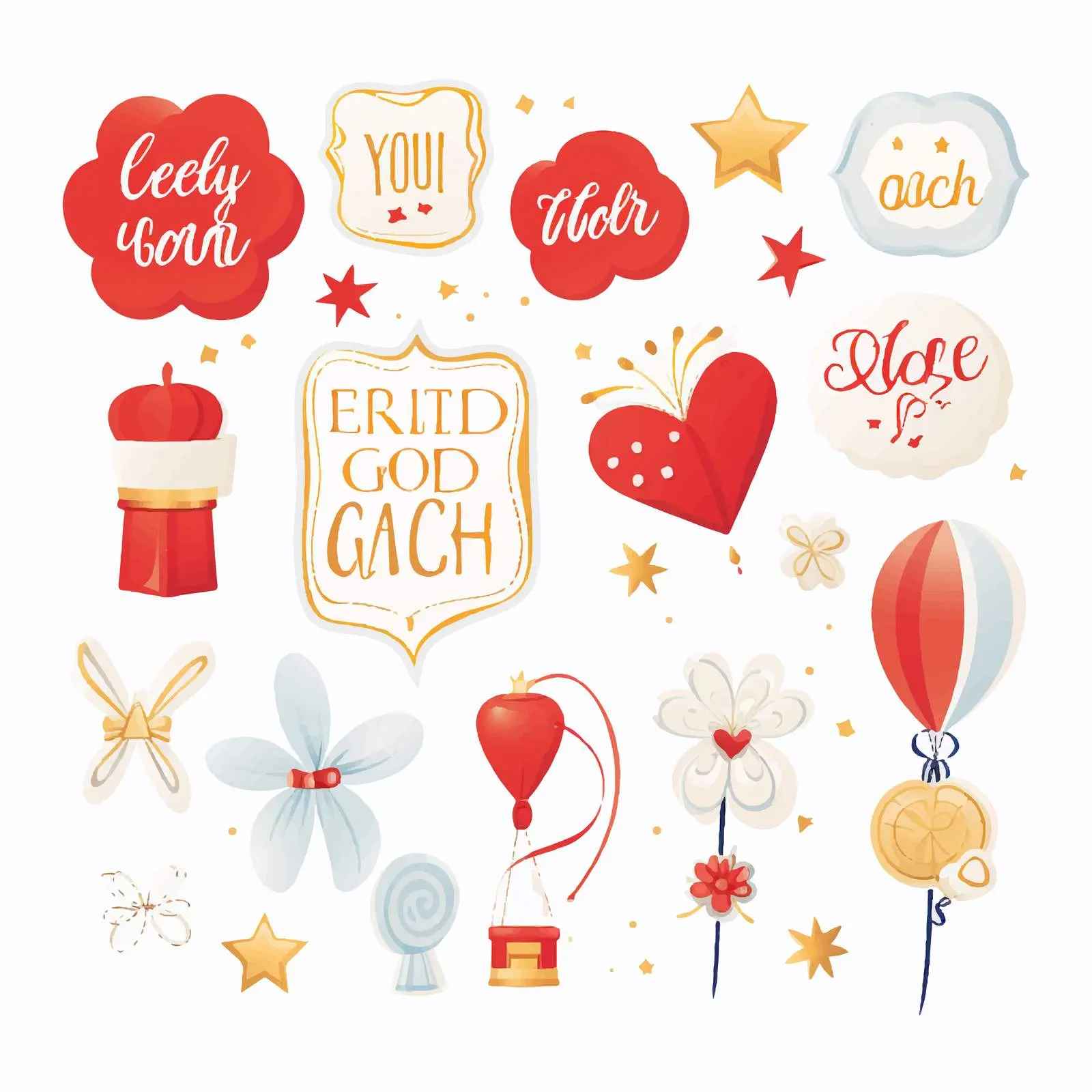 Bright Good Luck Wishes Card Elements Set – free vector icon image from Dotvec