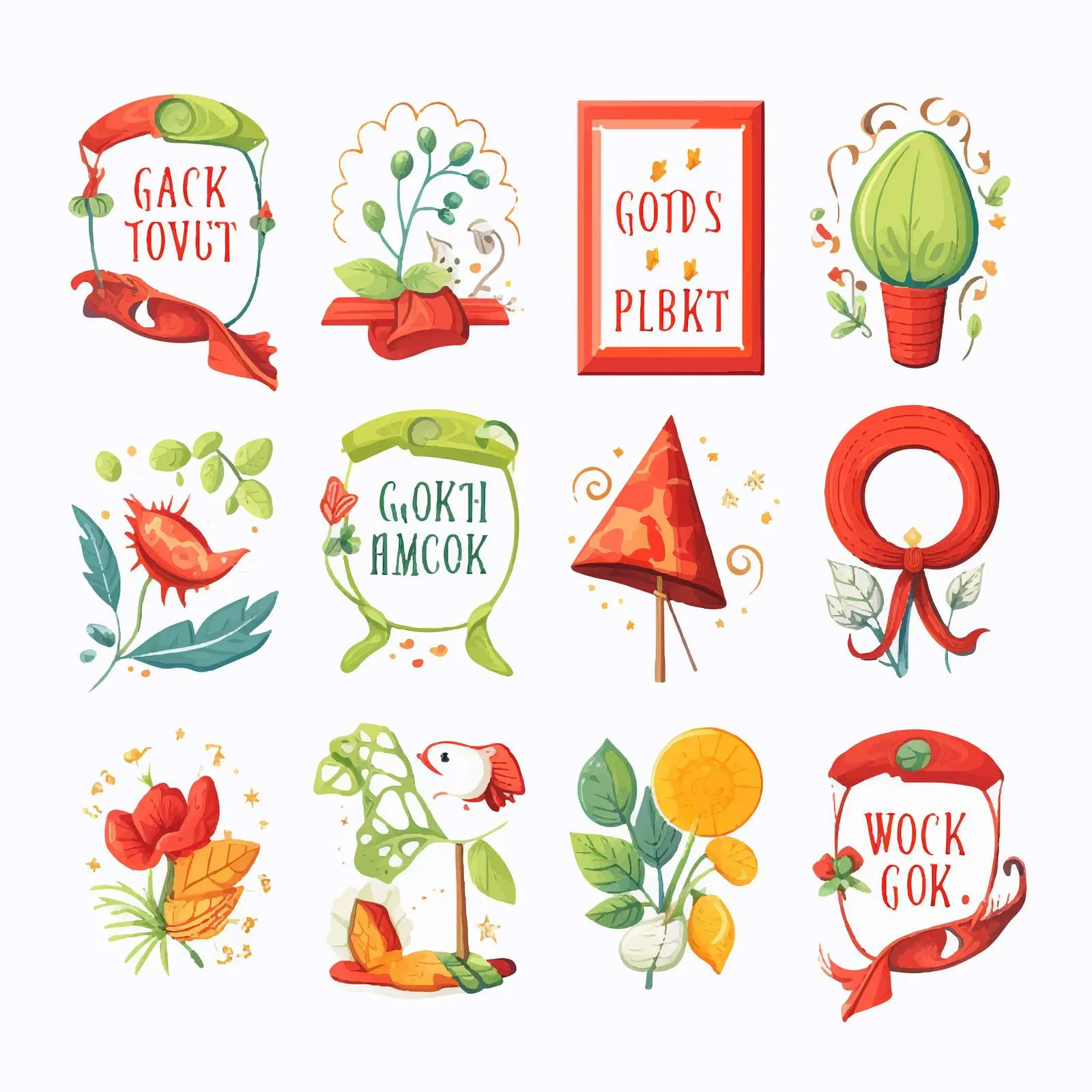 Bright Good Luck Wishes Card Elements Set – free art elements image from Dotvec