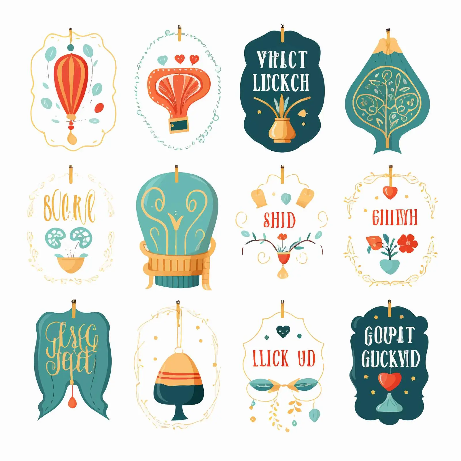 Bright Good Luck Wishes Card Elements Set – free art elements image from Dotvec