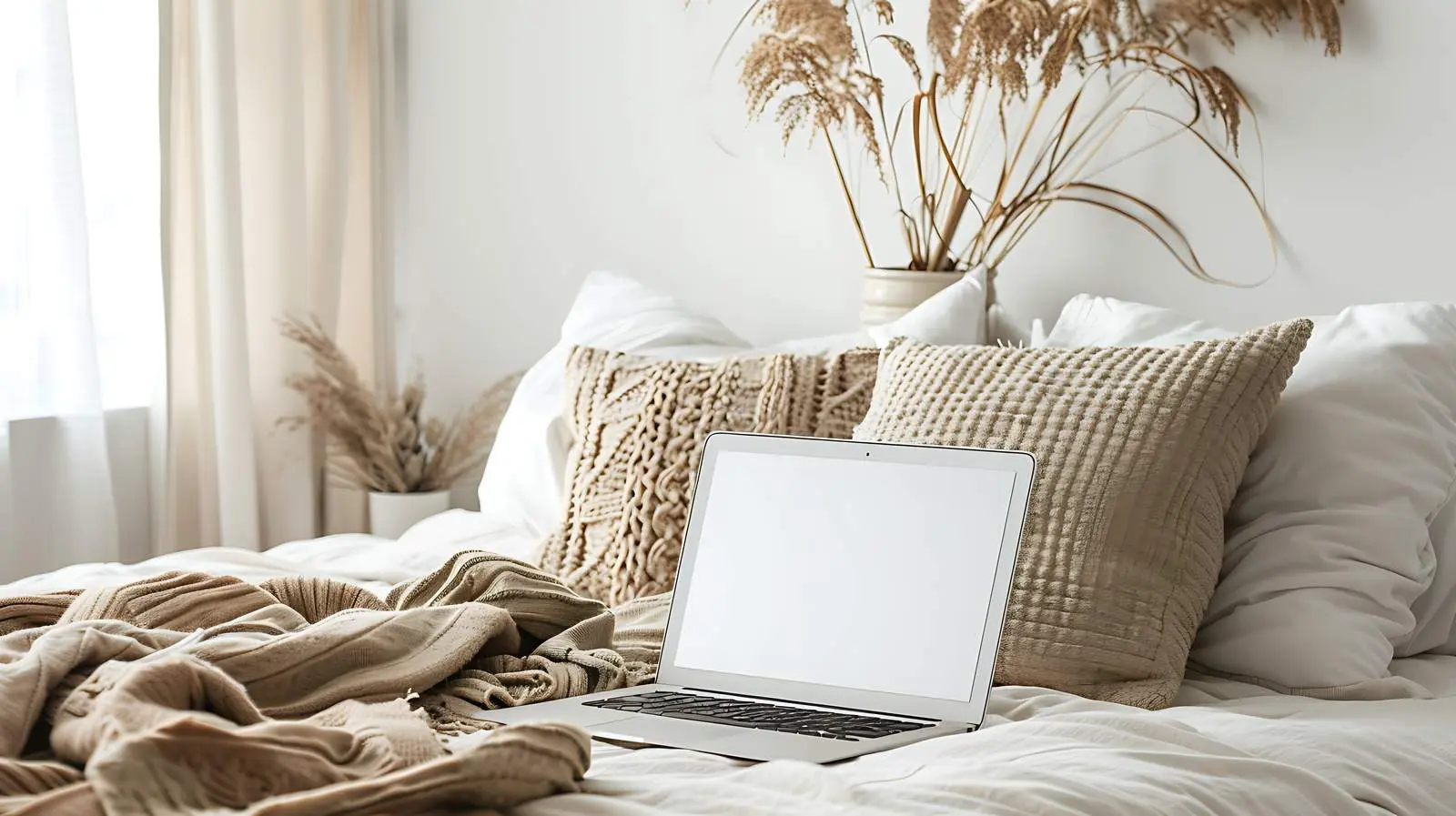 Bright Home Office Desk Workspace with Screen — free download from Dotvec