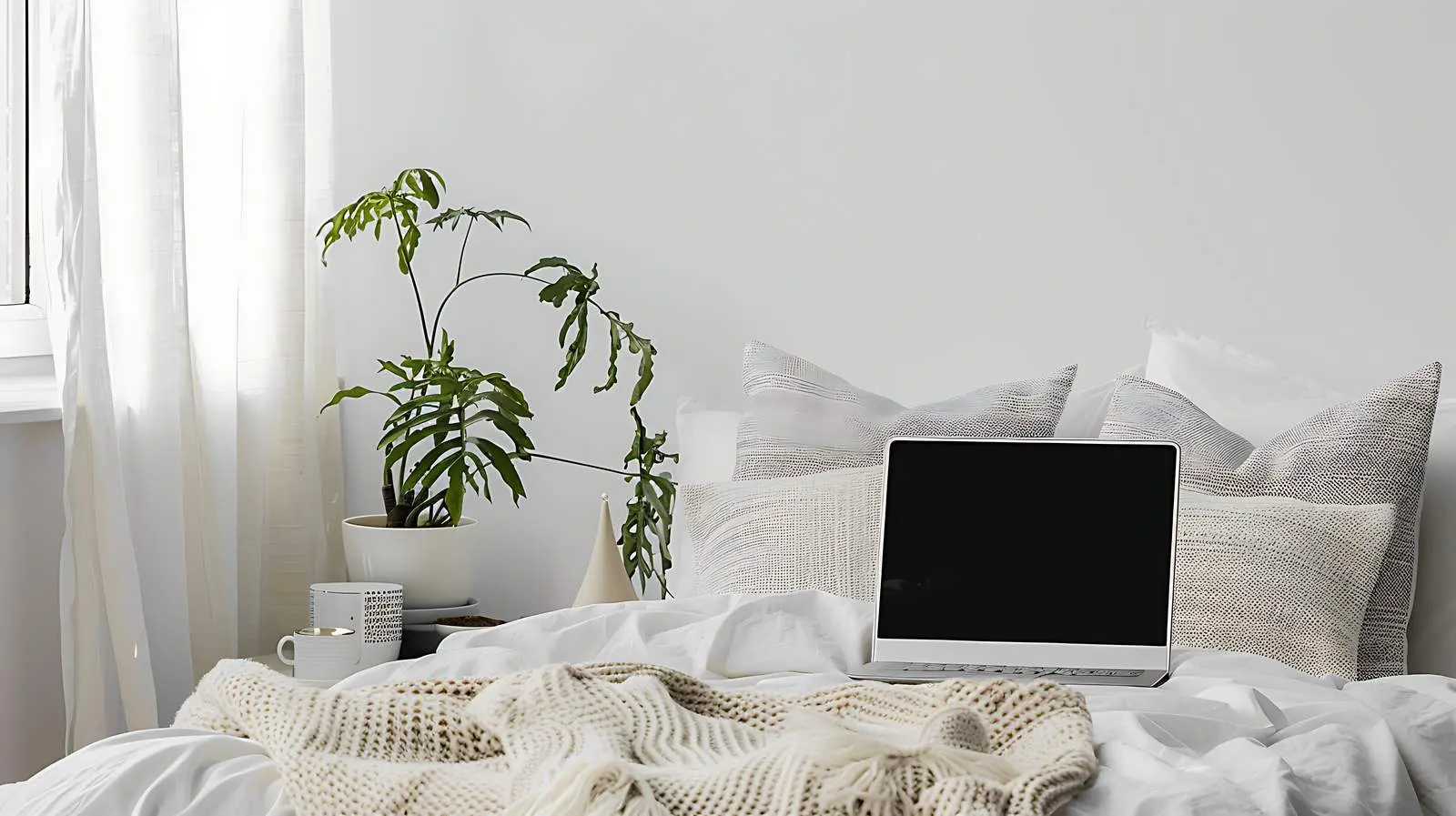 Bright Home Office Workspace with Mock-Up Screen – free workspace ideas image from Dotvec