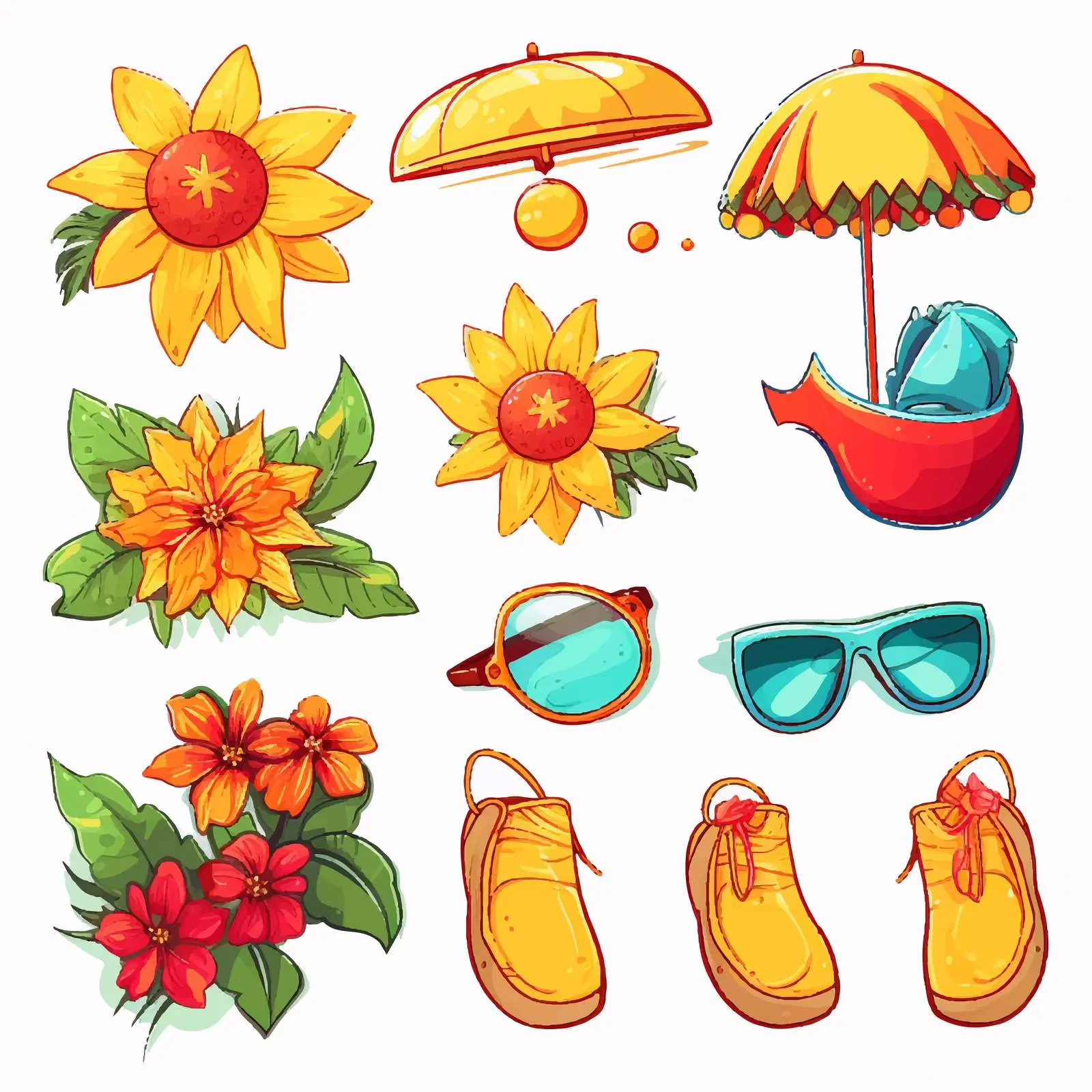 Bright Hot Summer Clip Art Set — free download from Dotvec
