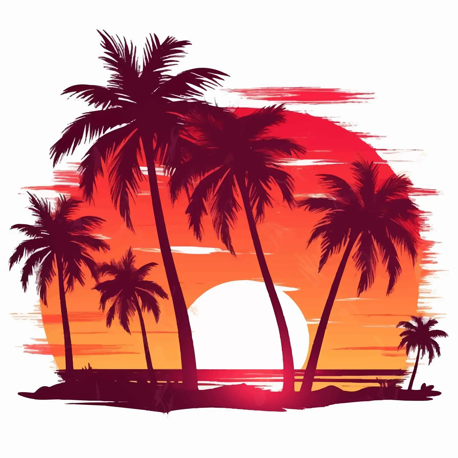 Tropical Sunset with Palm Silhouettes Poster — free download from Dotvec