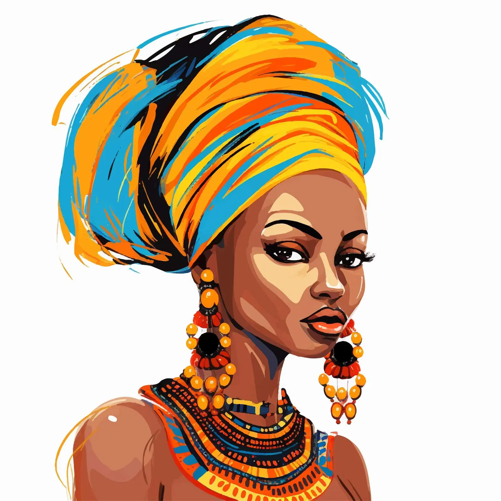 African Girl in Traditional Jewelry Illustration — free download from Dotvec