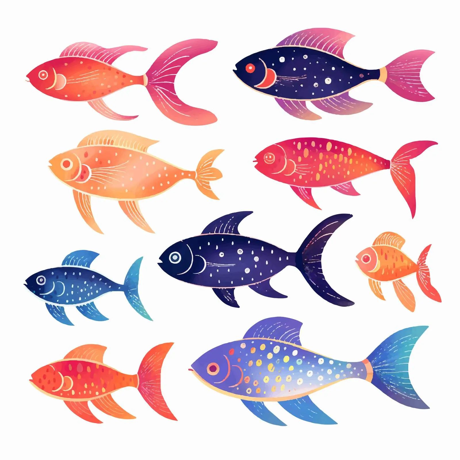 Modern Galaxy Fish Silhouettes Vector Art – free float image from Dotvec