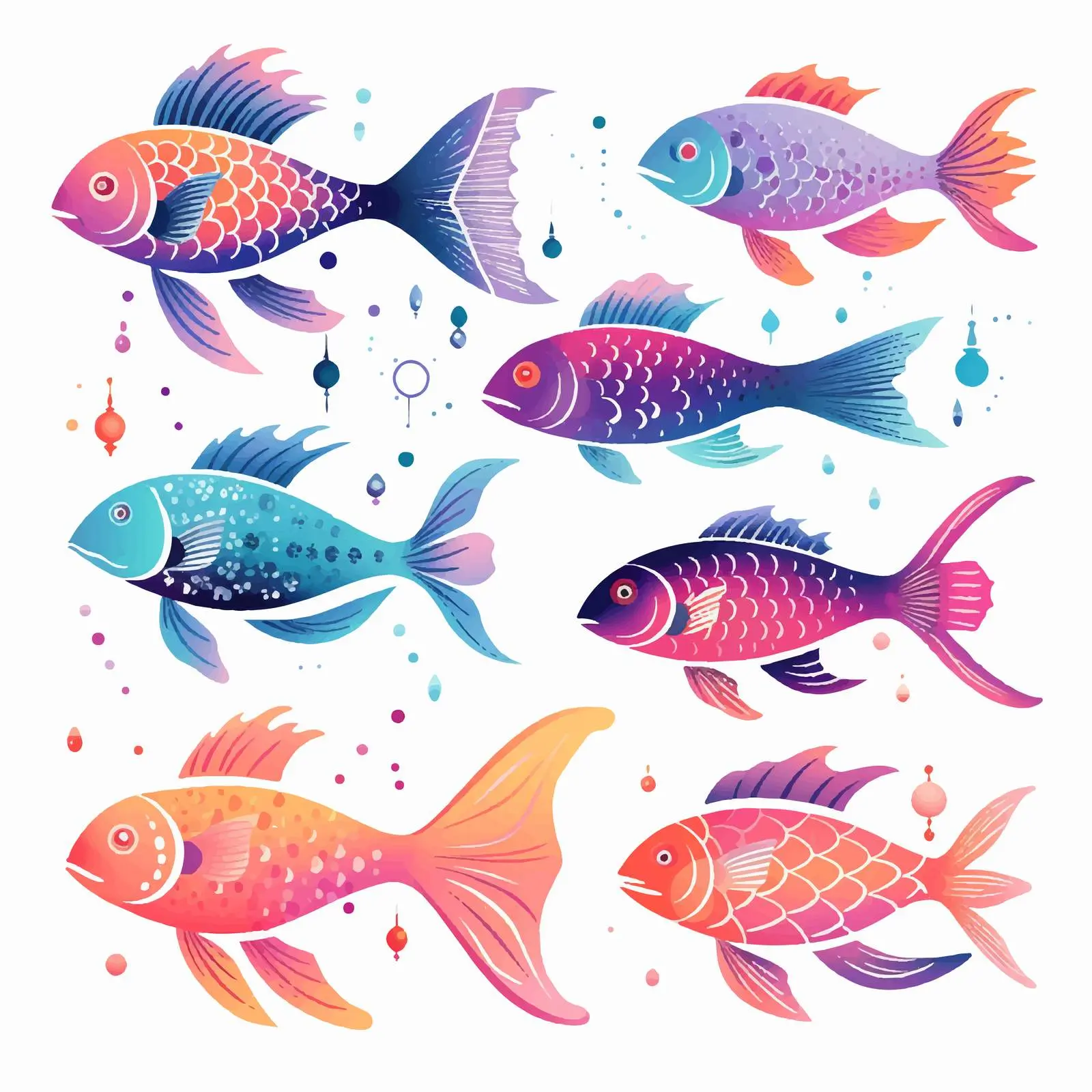 Bright Modern Galaxy Fish Silhouettes Vector Art — free download from Dotvec