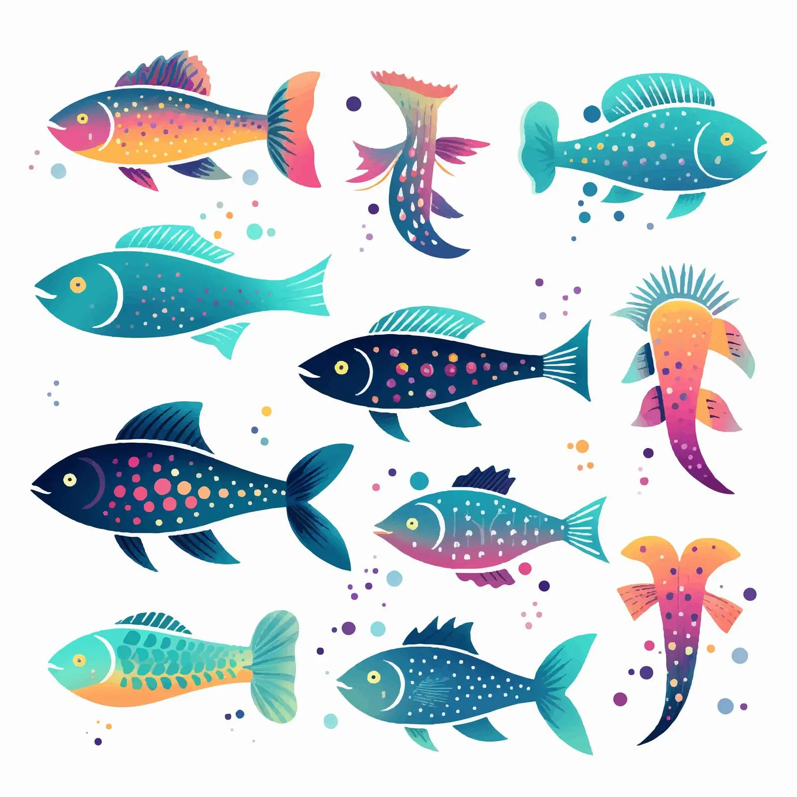 Modern Galaxy Fish Silhouettes in Space – free cosmic image from Dotvec