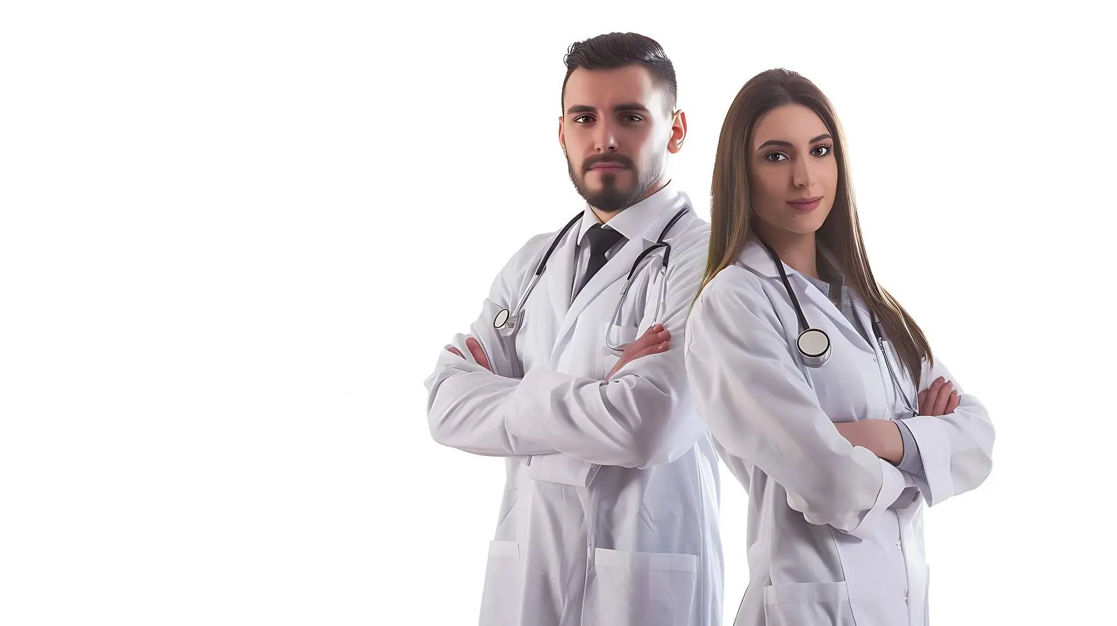 Two Young Attractive Doctors Isolated on White Background – free young image from Dotvec