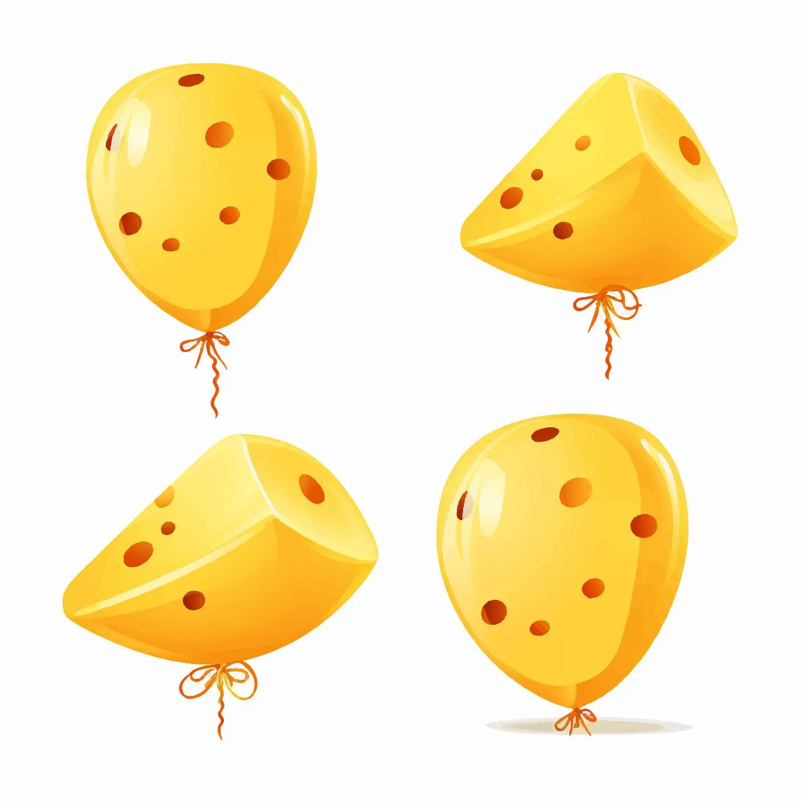 Bright Cheese Balloons Clip Art on White Background – free cheese image from Dotvec