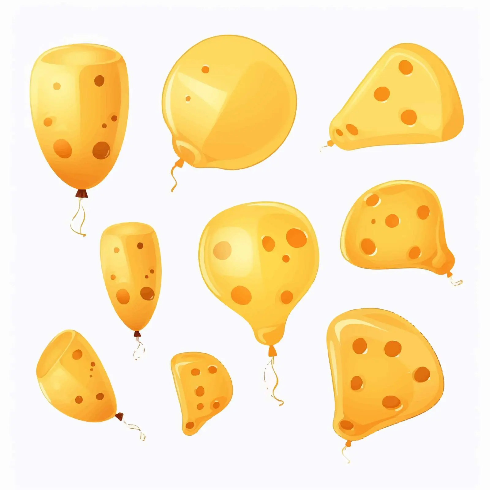 Bright Cheese Balloons Clip Art on White Background – free cheese image from Dotvec