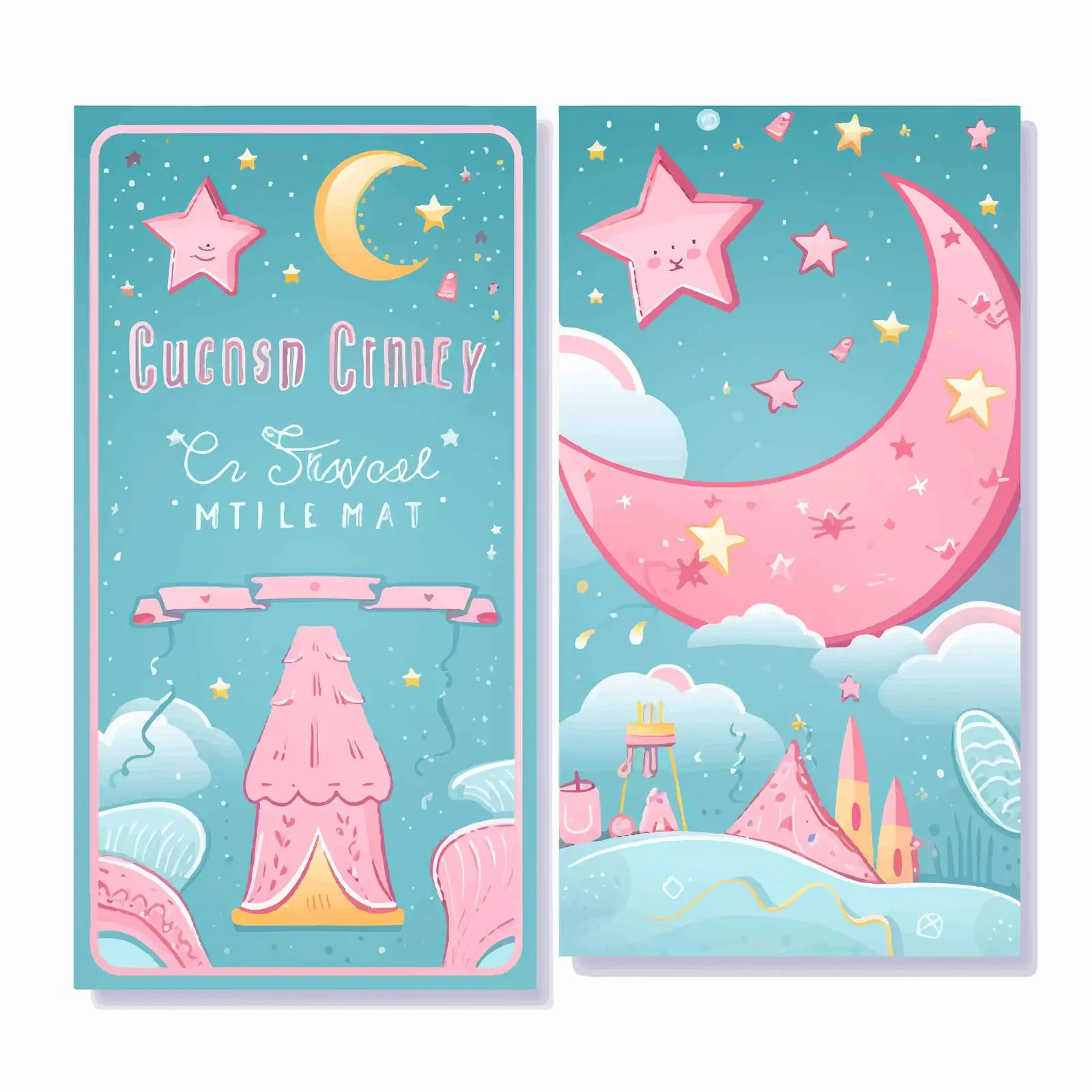 Bright Pink and Light Blue Pajama Party Invitation – free childrens party image from Dotvec