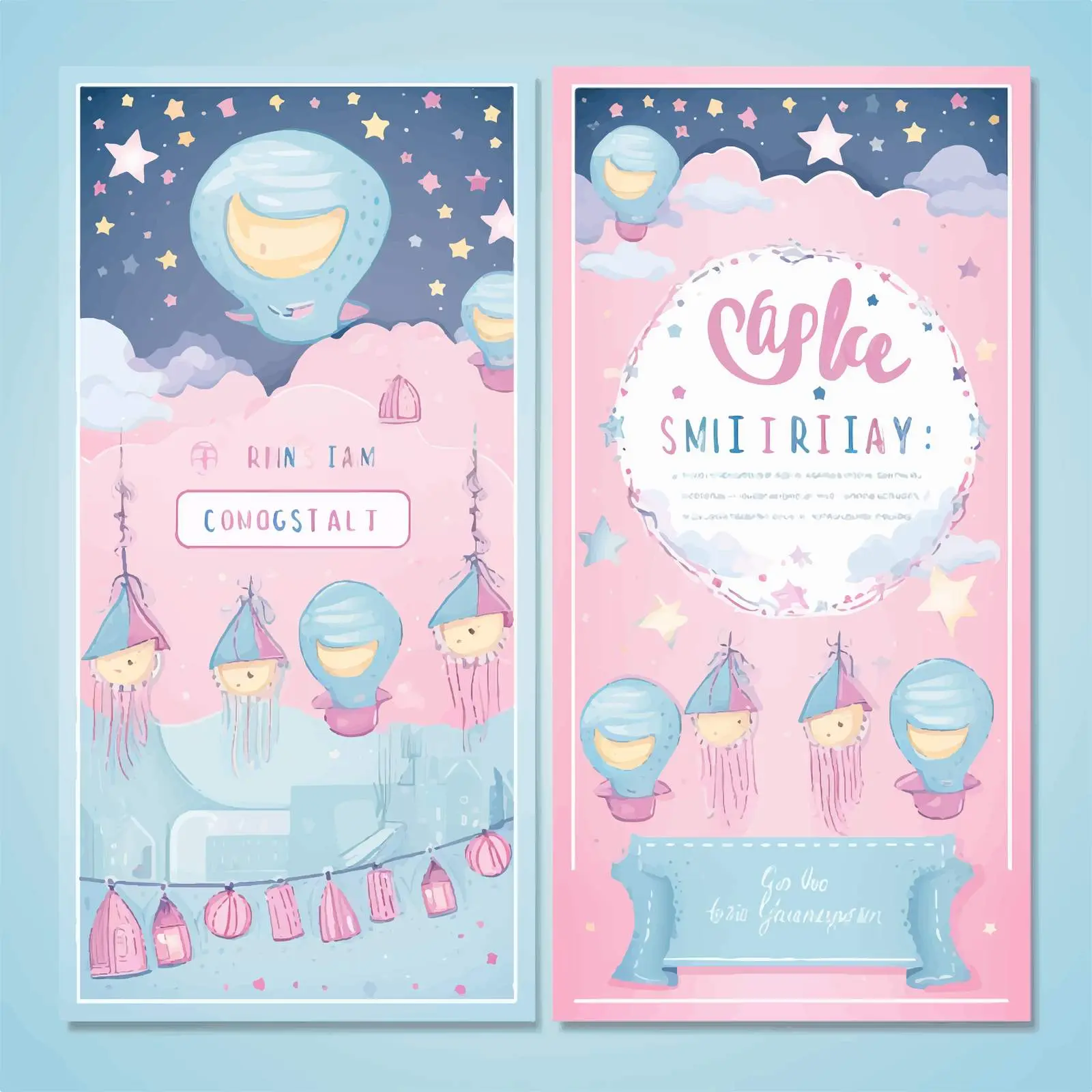 Bright Pink and Light Blue Pajama Party Invitation – free dreamy theme image from Dotvec