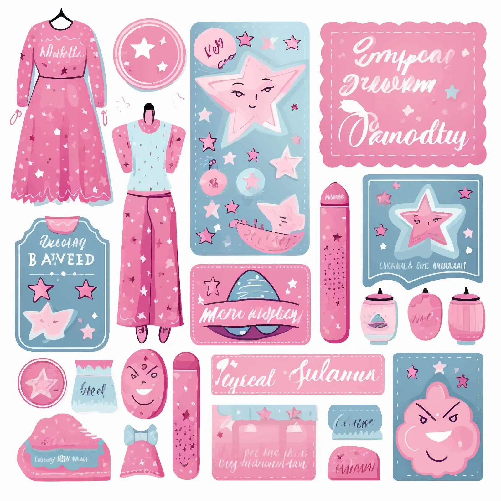 Bright Pink and Light Blue Sleepover Party Invite — free download from Dotvec