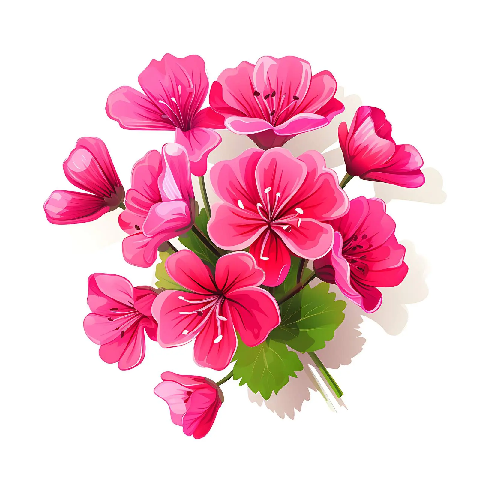 Bright Pink Geranium Flowers on White Background — free download from Dotvec