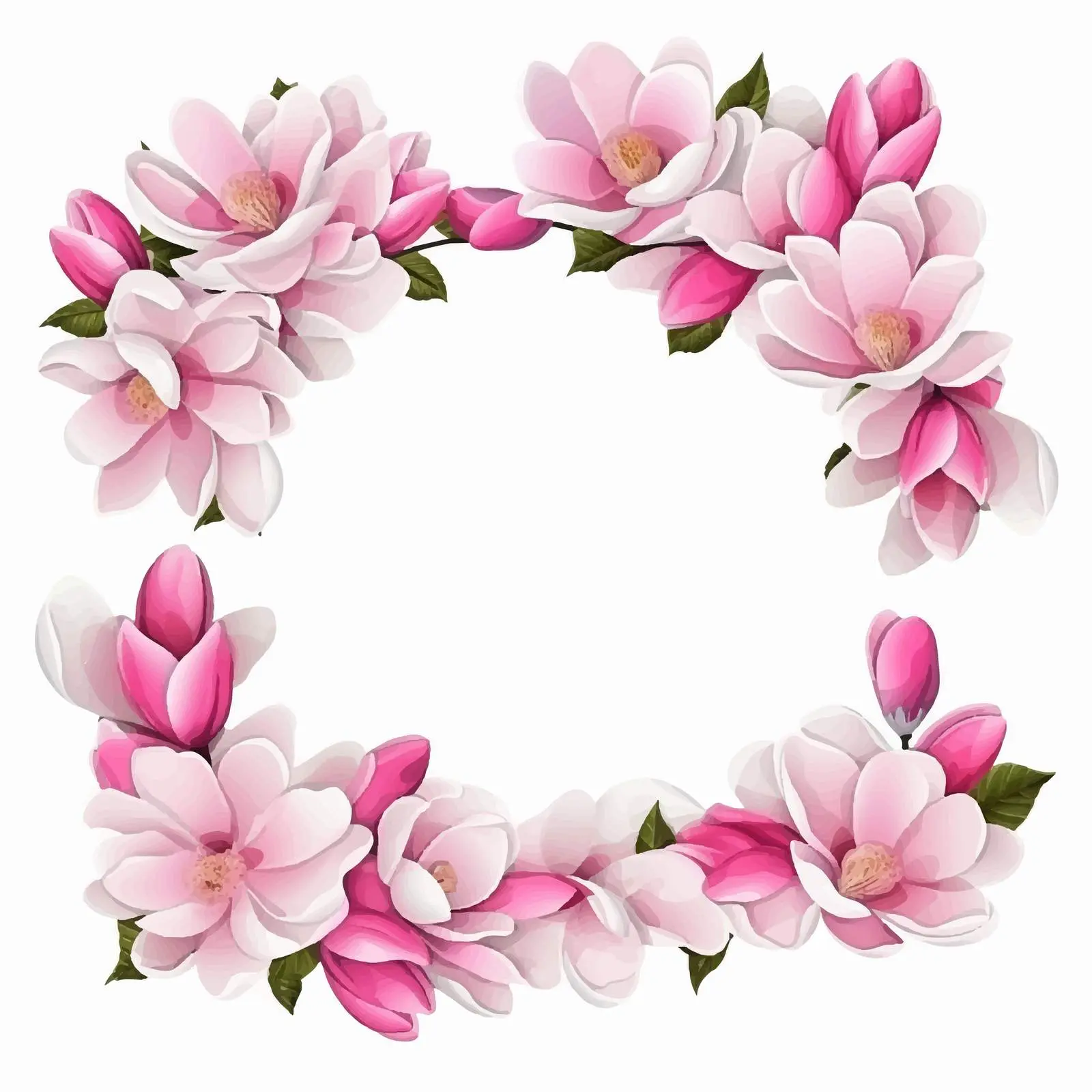 Bright Pink and White Magnolia Flower Frame — free download from Dotvec