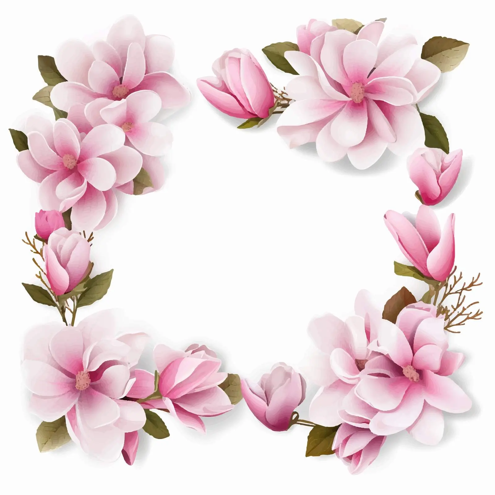 Bright Pink and White Magnolia Flower Frame — free download from Dotvec