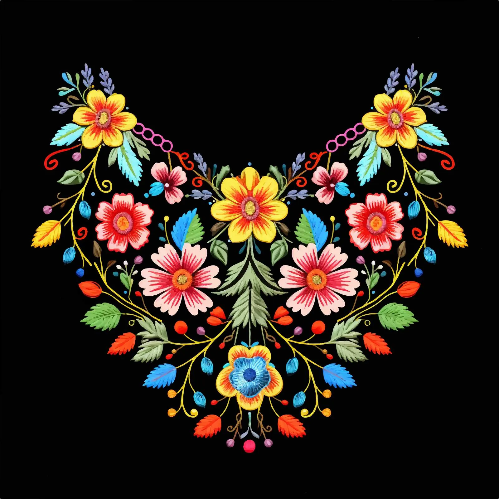 Bright Satin Stitch Embroidery Flower Design – free satin image from Dotvec