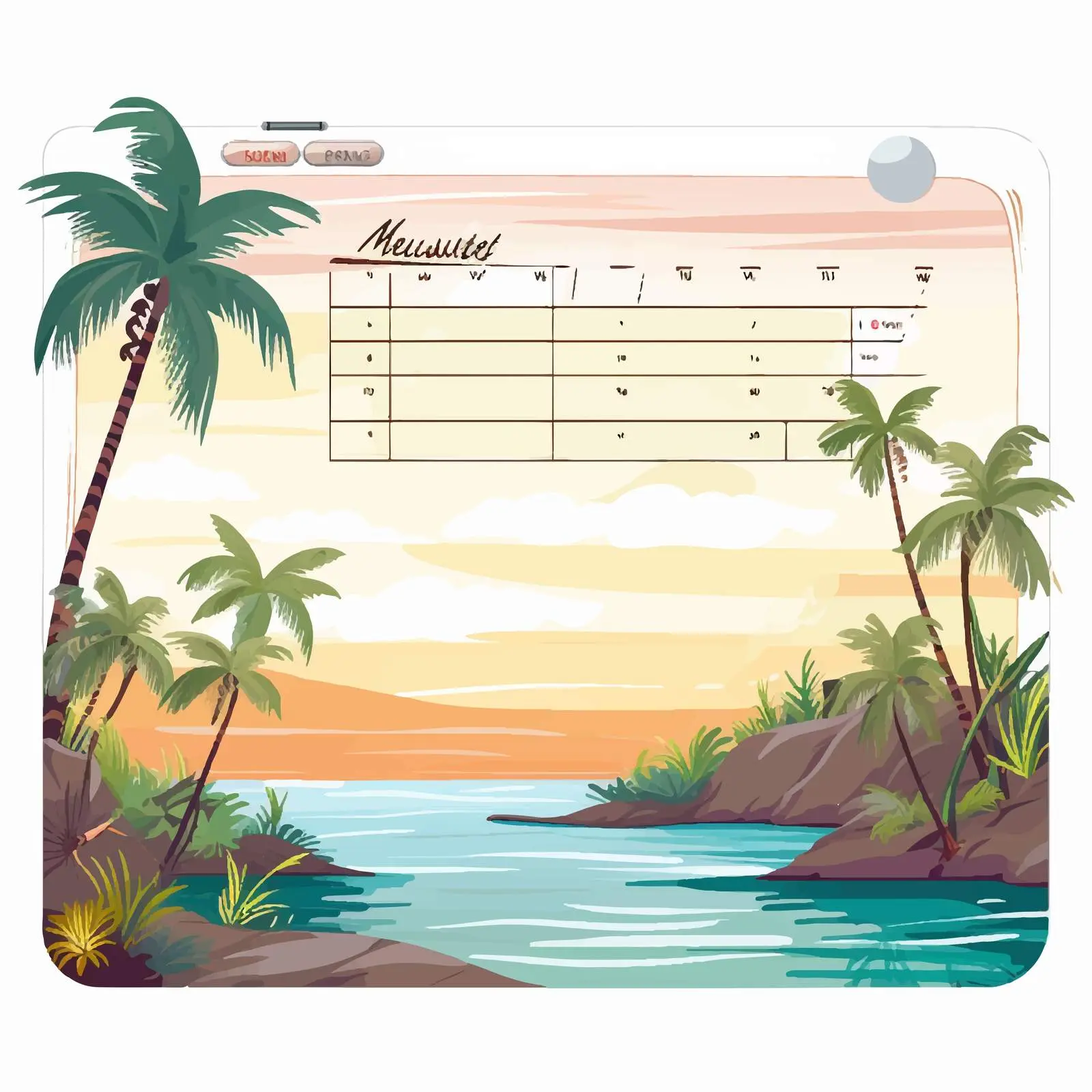 Bright Tropical Evening Landscape Weekly Planner — free download from Dotvec