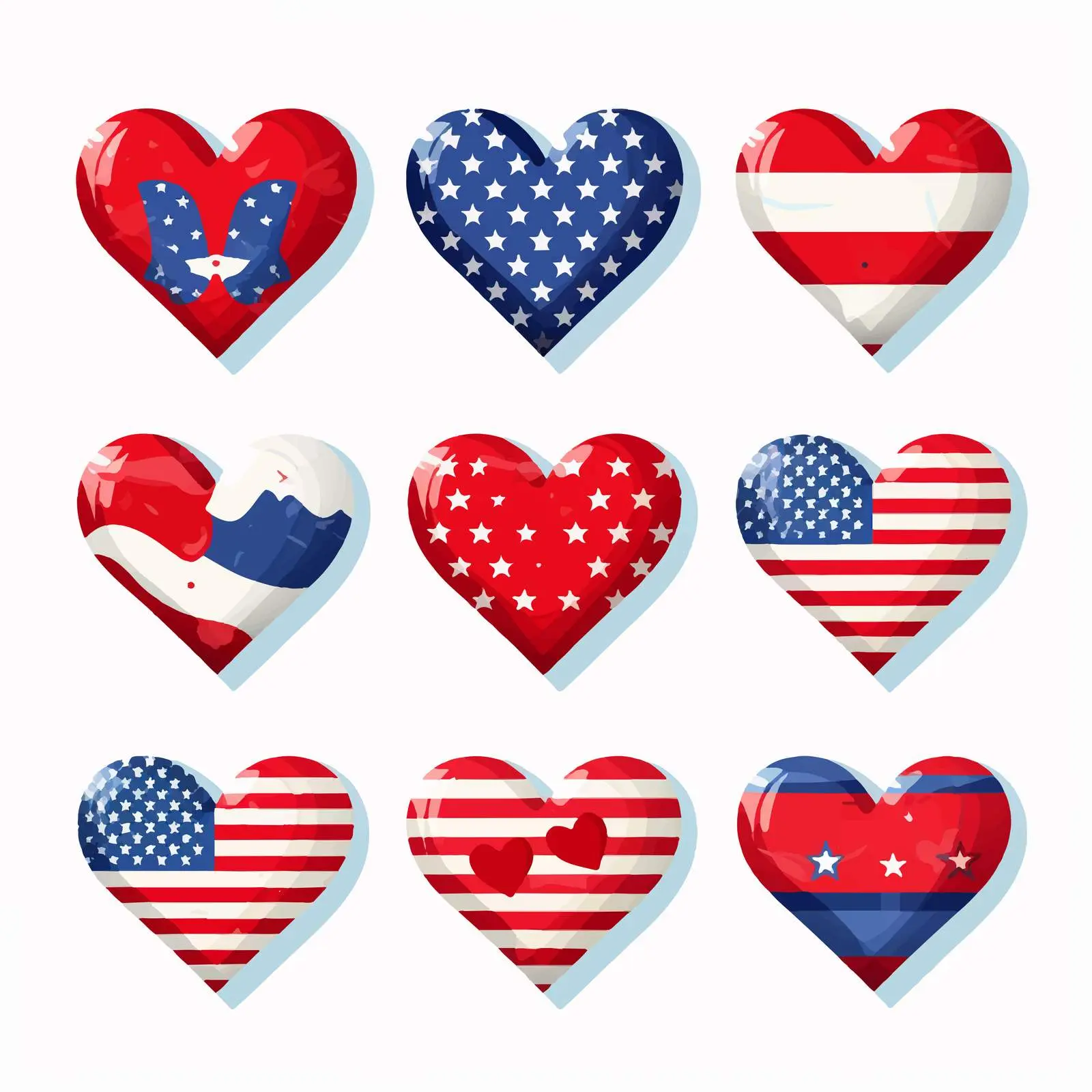 USA Patriotic Clip Art Hearts Vectors – free emblems image from Dotvec