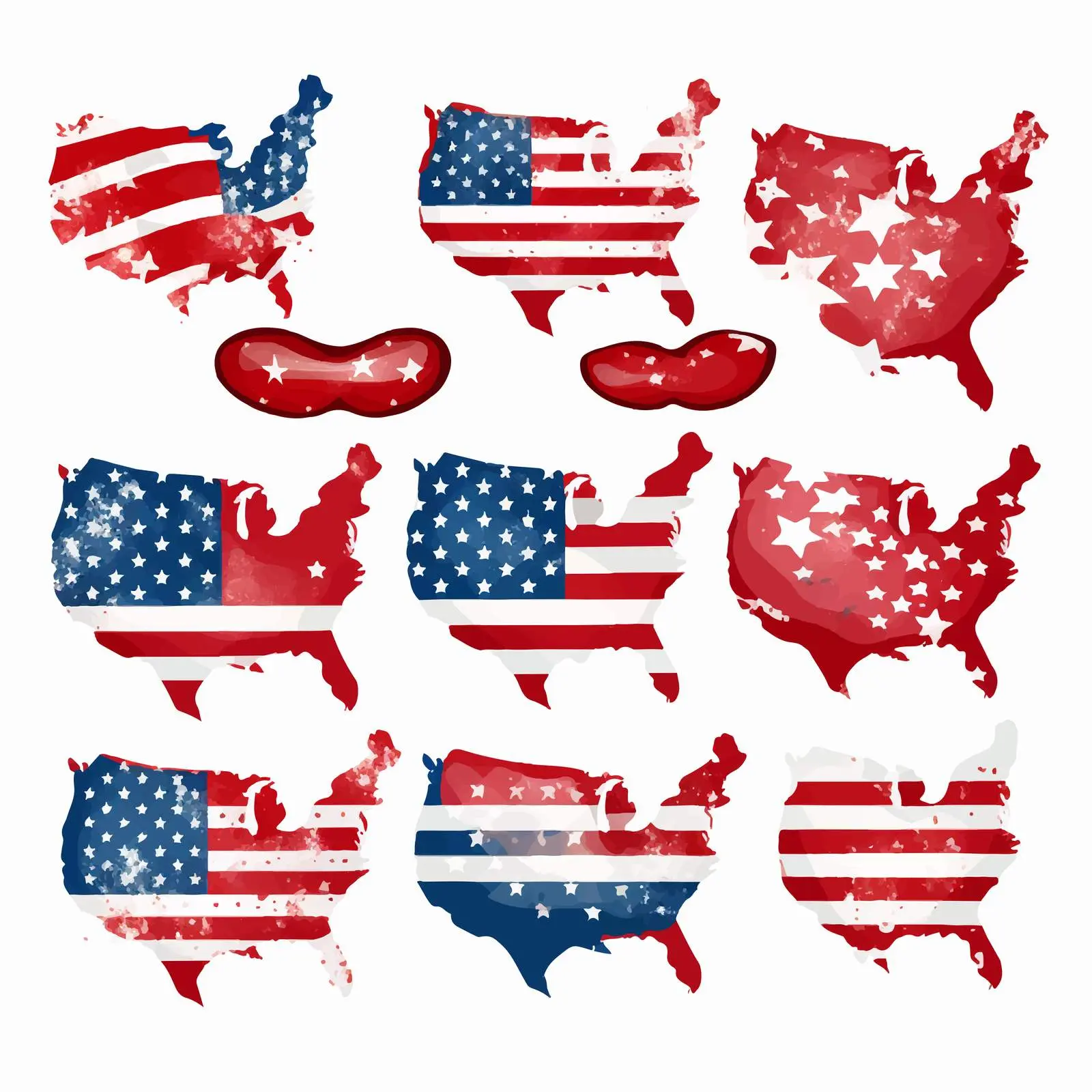 USA Patriotic Clip Art Set with Lip Prints — free download from Dotvec
