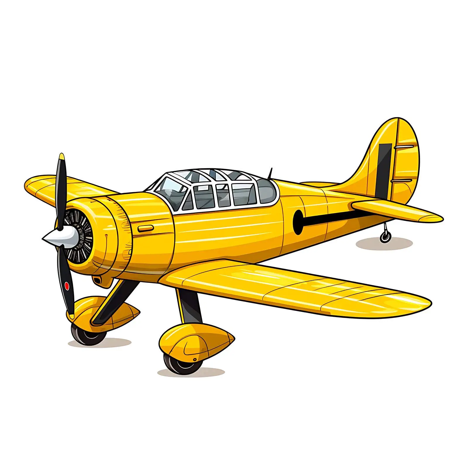 Bright Yellow Retro Plane on White Background – free flying image from Dotvec