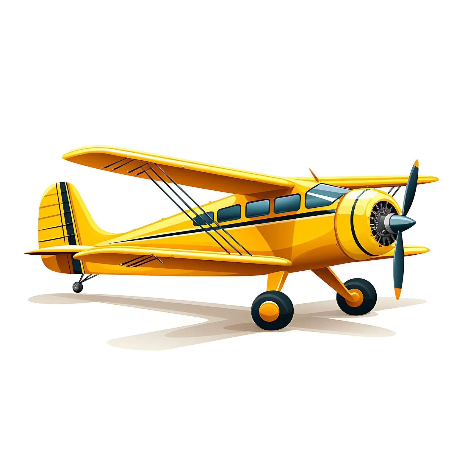 Bright Yellow Retro Plane on White Background – free paint image from Dotvec