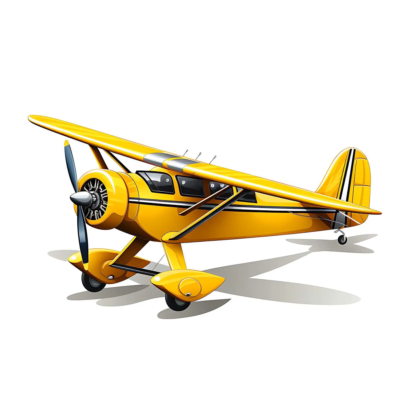 Bright Yellow Retro Plane on White Background — free download from Dotvec
