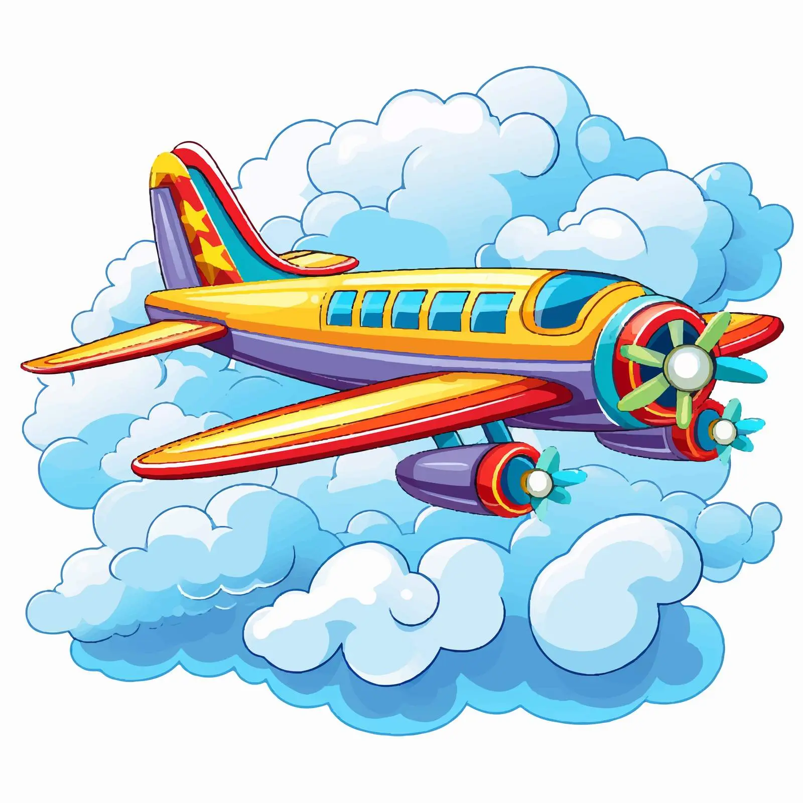 Brightly Colored Aircraft Flying Above Clouds — free download from Dotvec