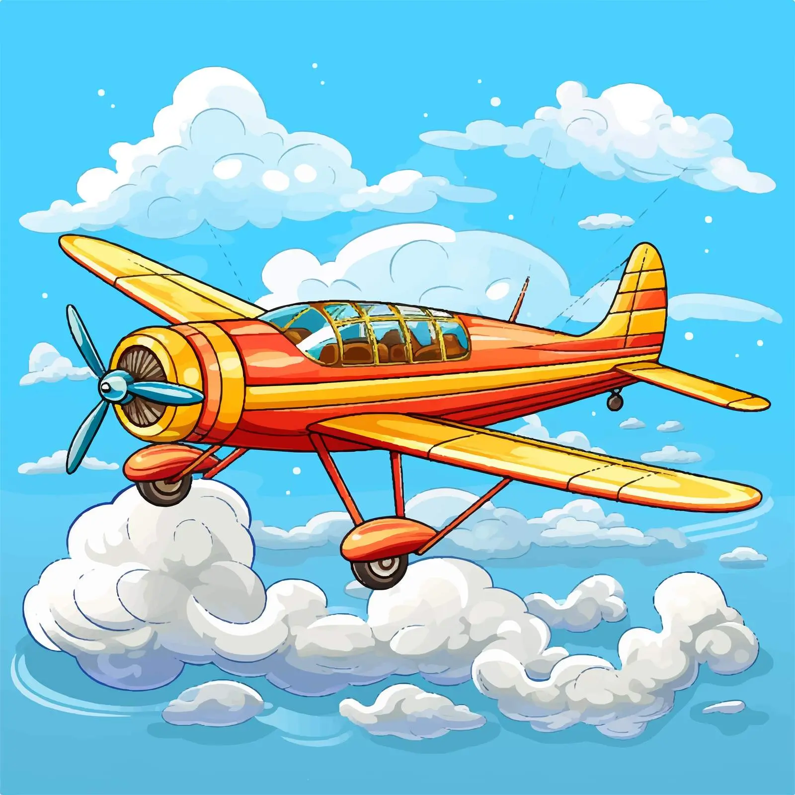 Brightly Colored Aircraft Flying Above Clouds – free above image from Dotvec
