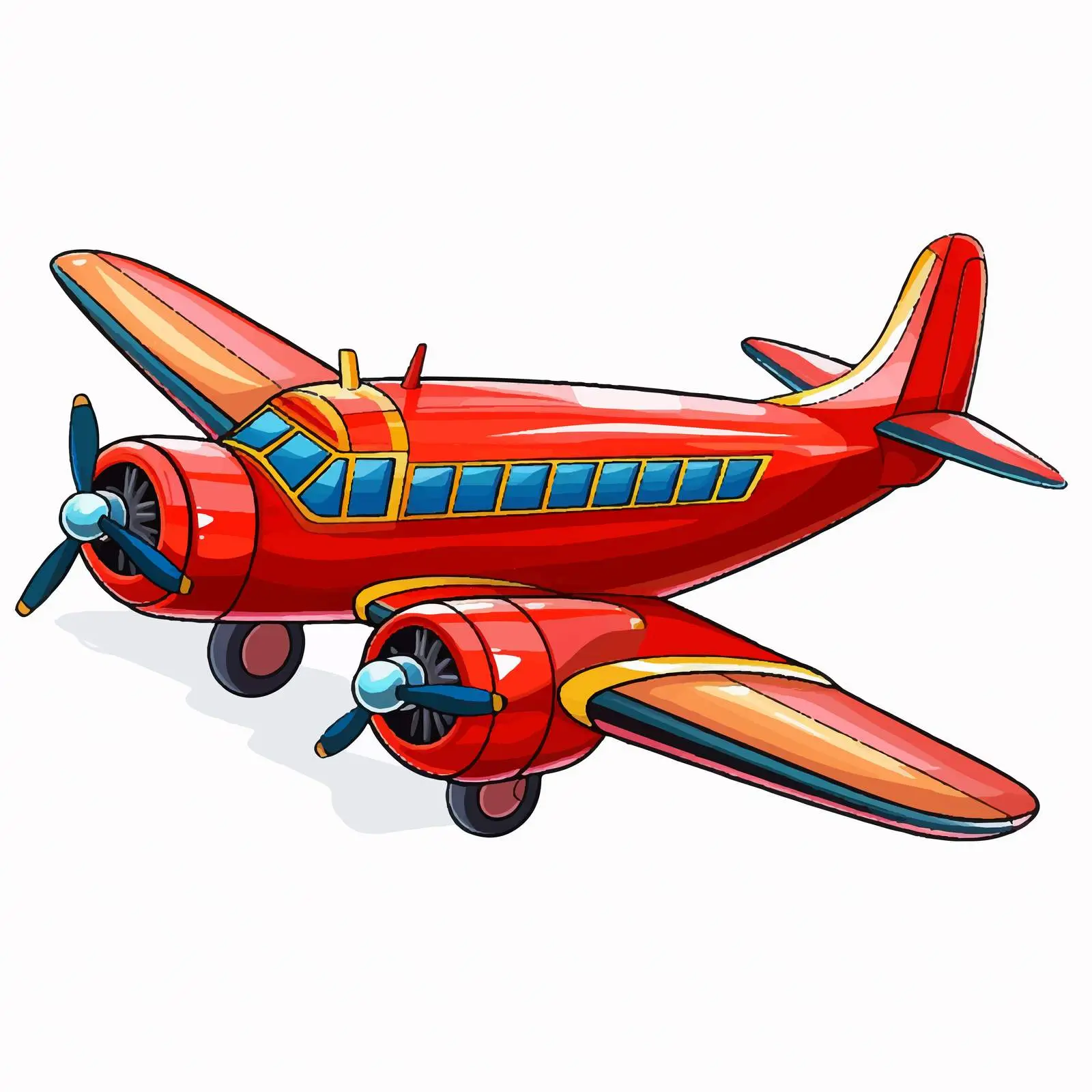 Colorful Cartoon Airplane Vector Illustration – free cartoon transport image from Dotvec