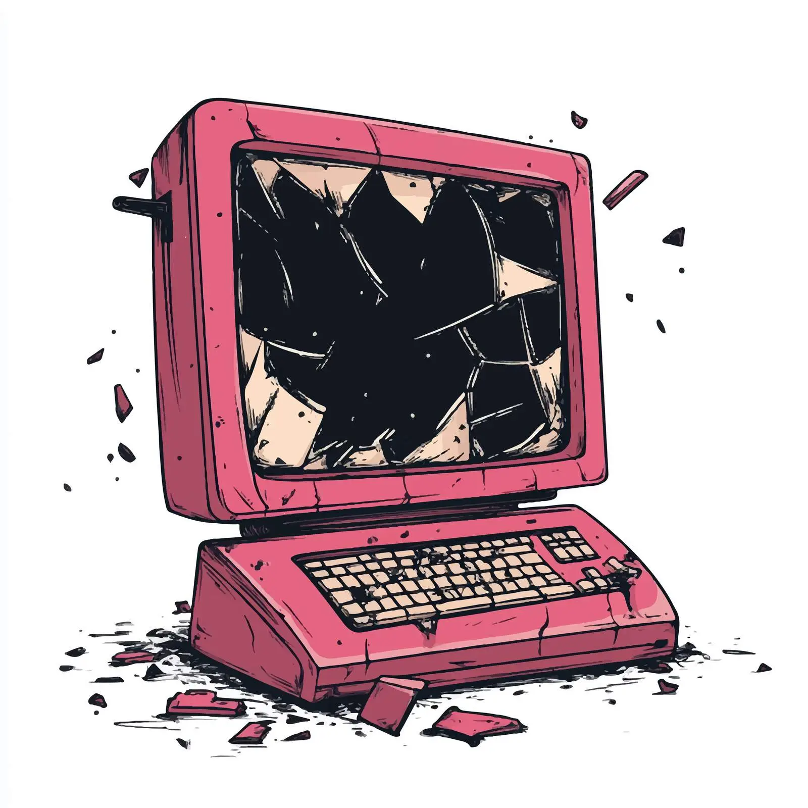 Broken Computer Cartoon Vector Illustration — free download from Dotvec