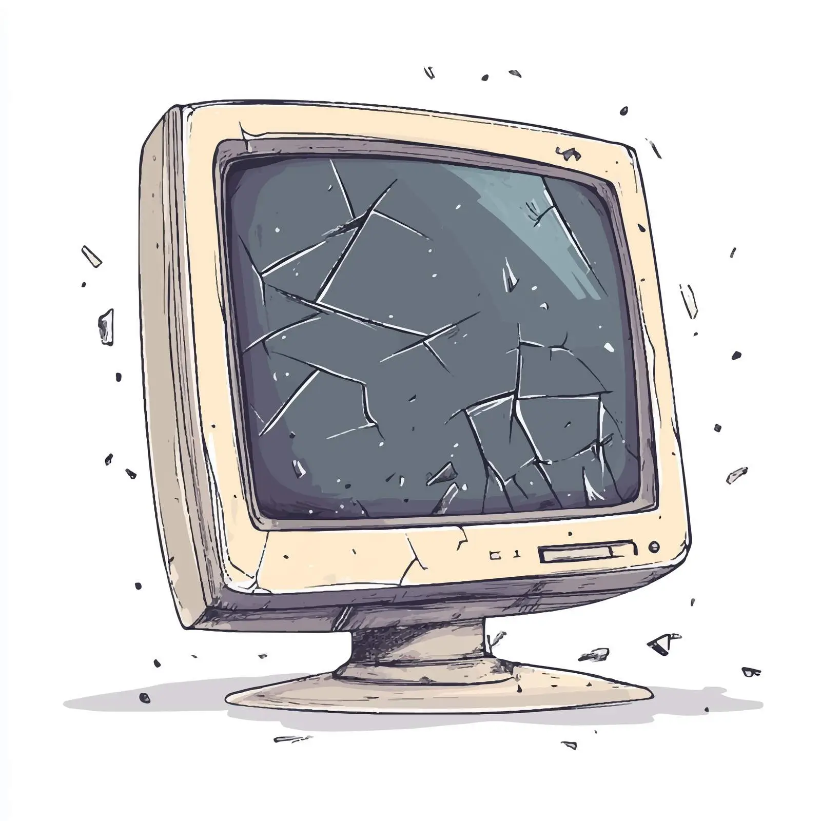 Broken Computer Cartoon Vector Illustration — free download from Dotvec