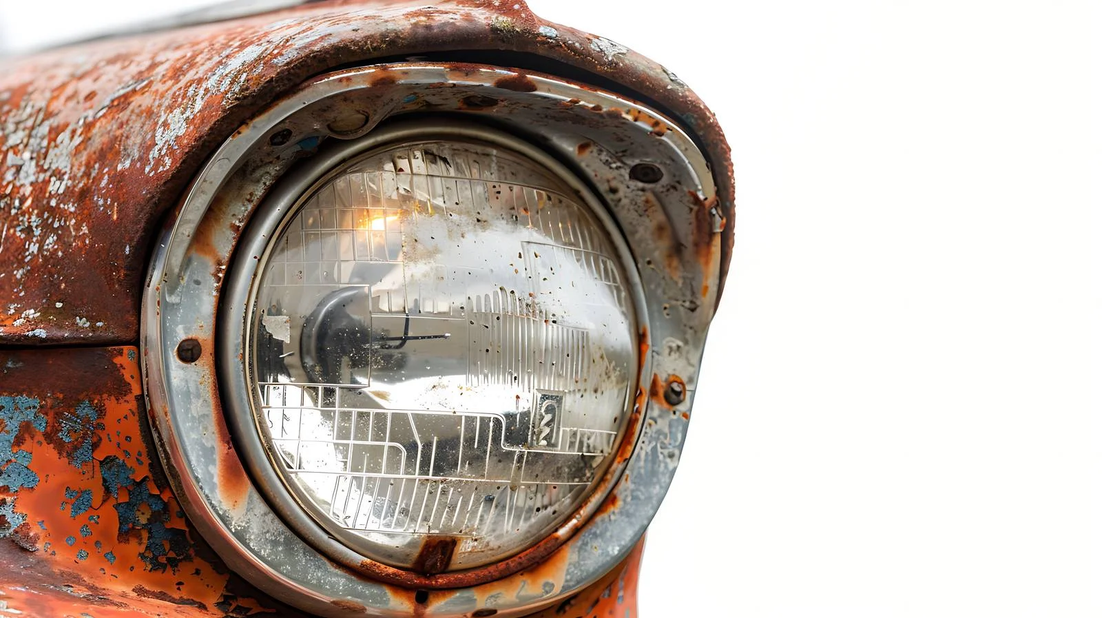 Decaying old car with broken headlight — free download from Dotvec