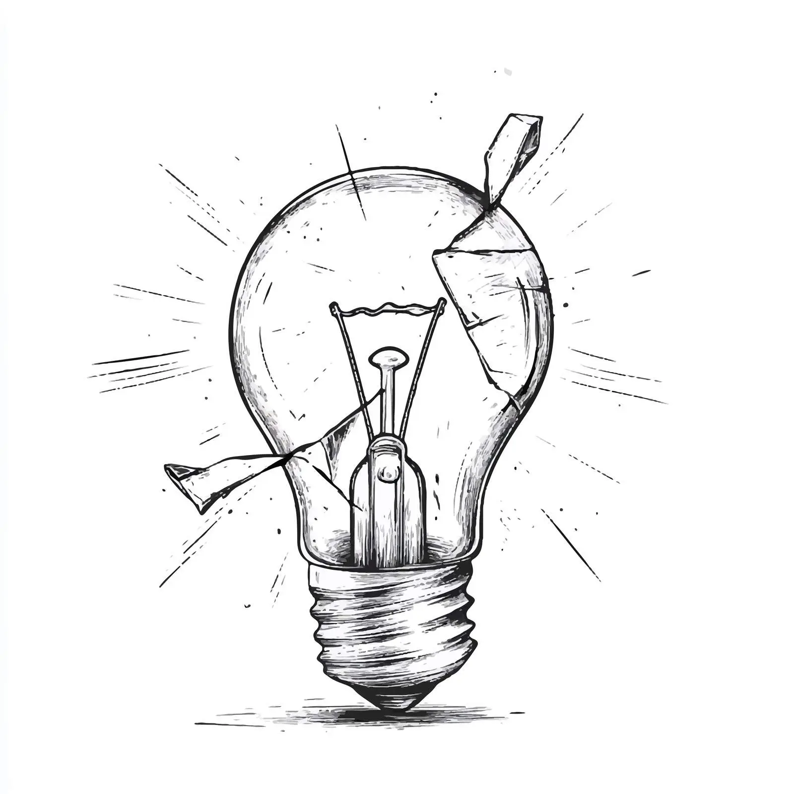 Cartoon Broken Light Bulb Illustration — free download from Dotvec