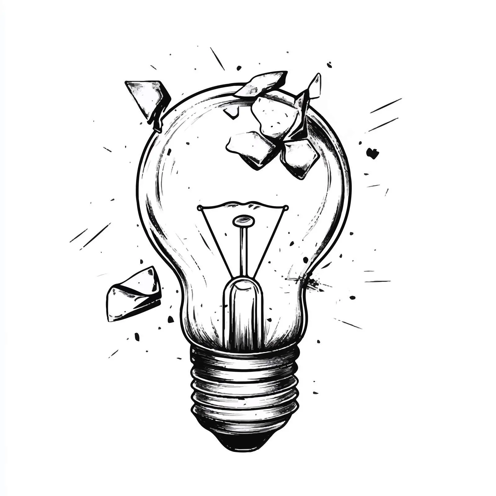 Broken Light Bulb Cartoon Illustration – free failure image from Dotvec