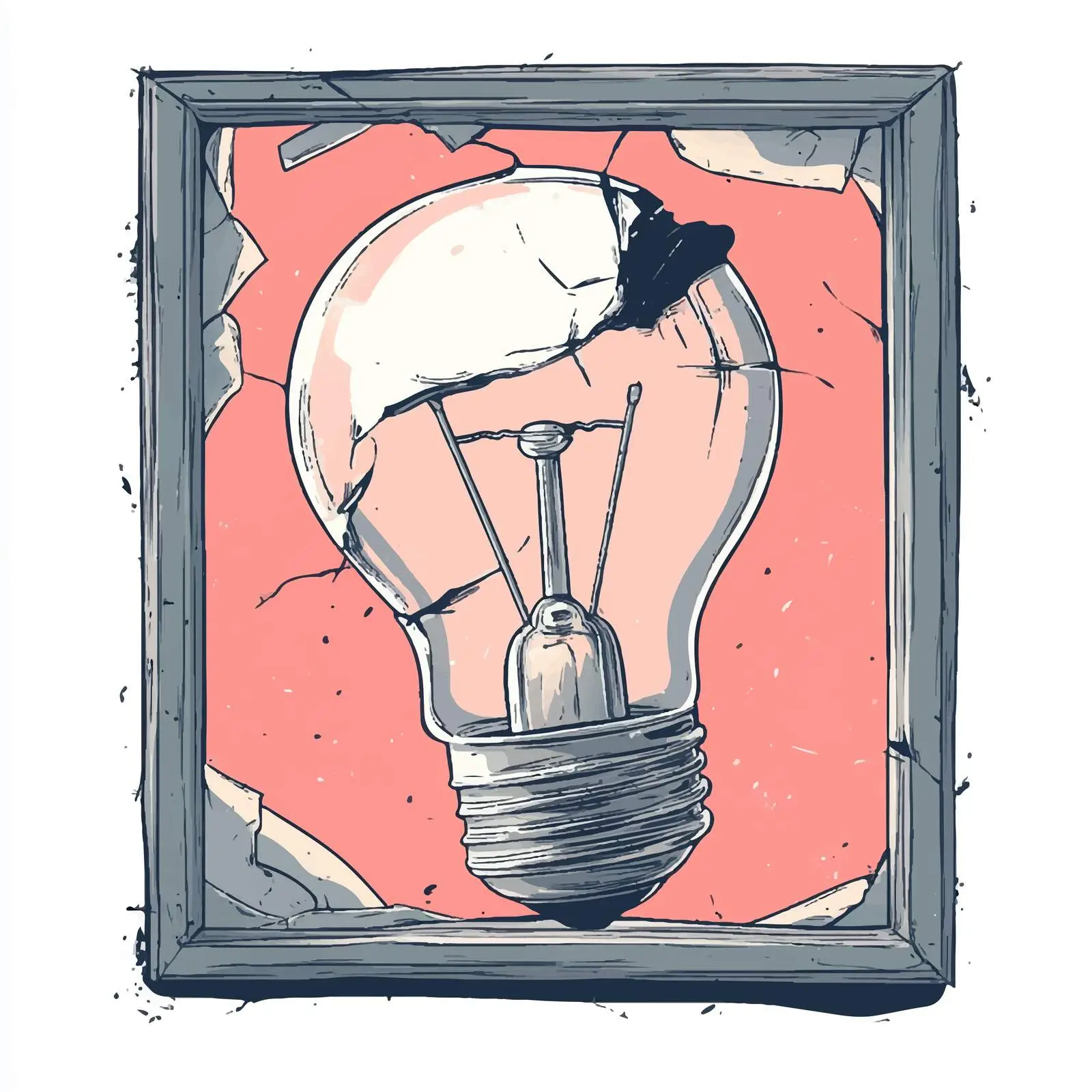 Cartoon Broken Light Bulb Illustration — free download from Dotvec